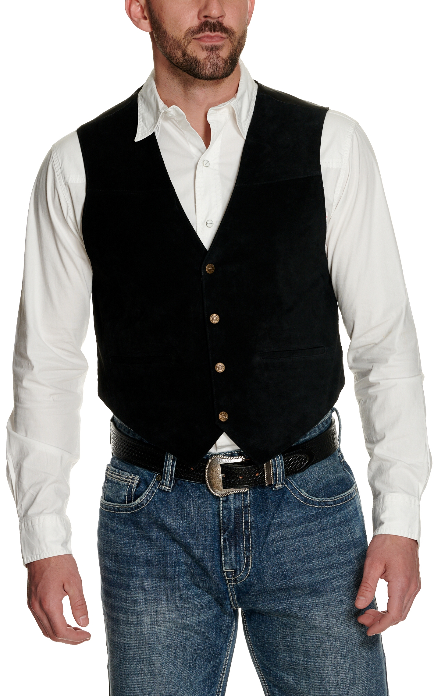 Scully Black Suede Satin Back Vest - Image 1