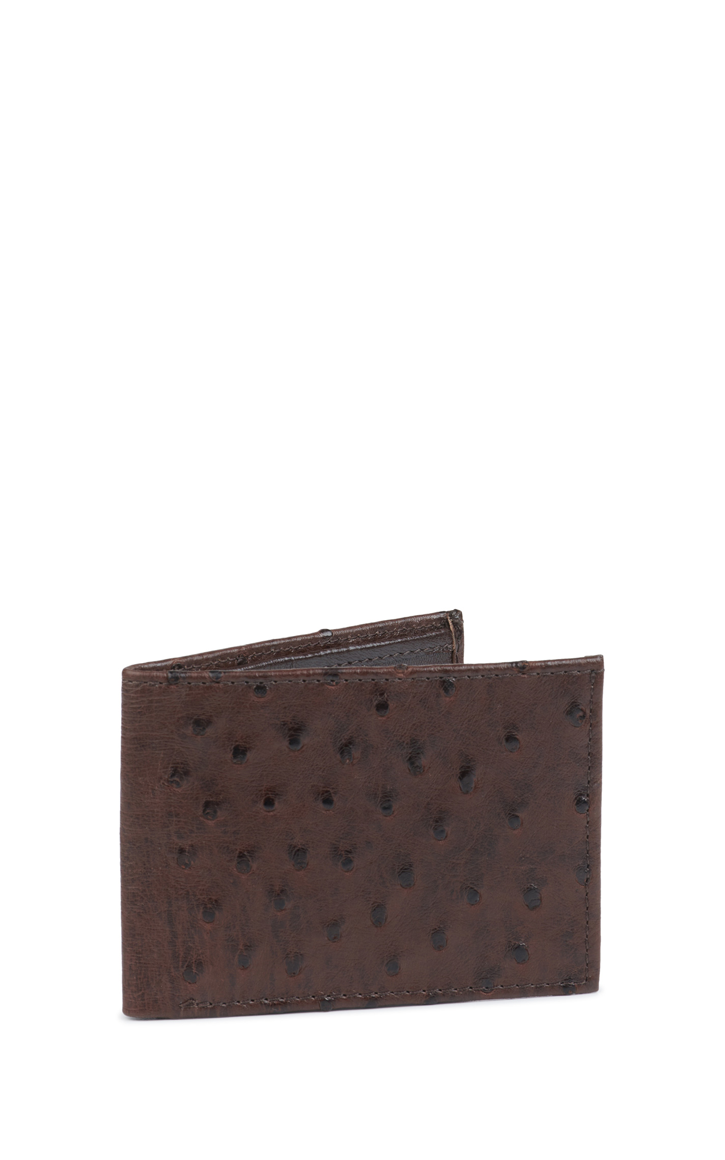 JRC & Sons Men's Brown Full Quill Ostrich Bifold Exotic Wallet - Image 1