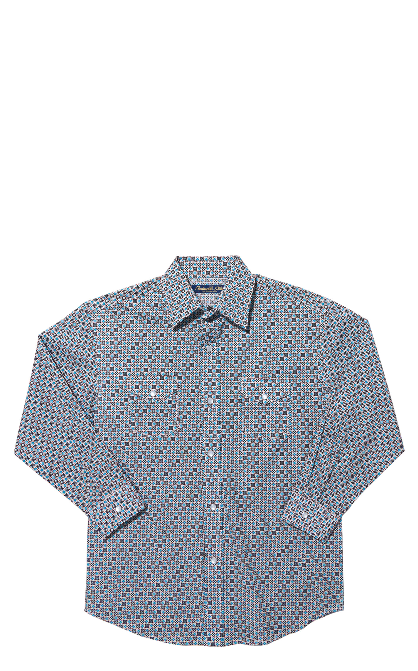 Panhandle Boy's Rough Stock Blue Geo Print Western Shirt - Image 1
