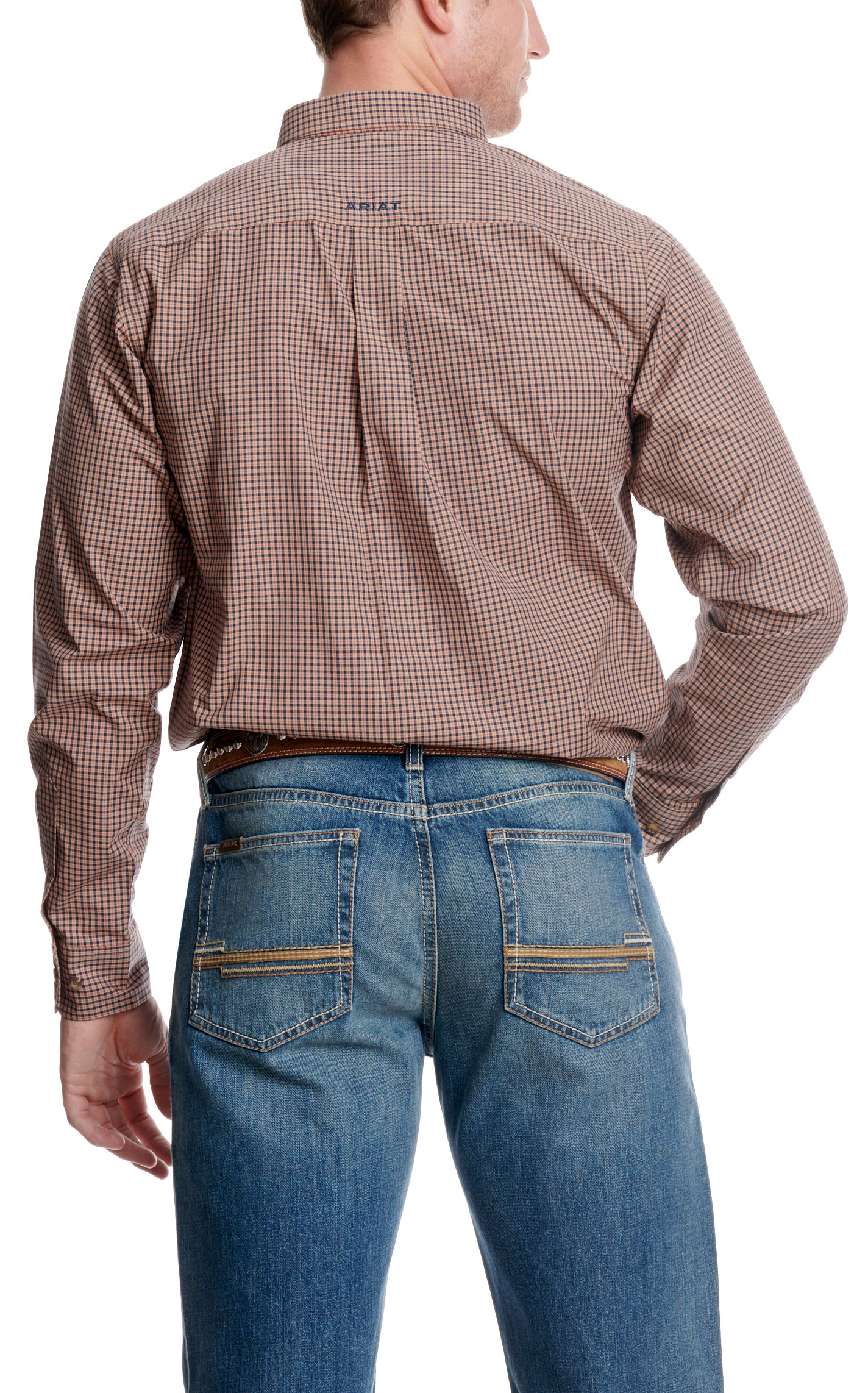 Ariat Pro Series Men's Taggert Mocha Mini Plaid Western Shirt - Image 1