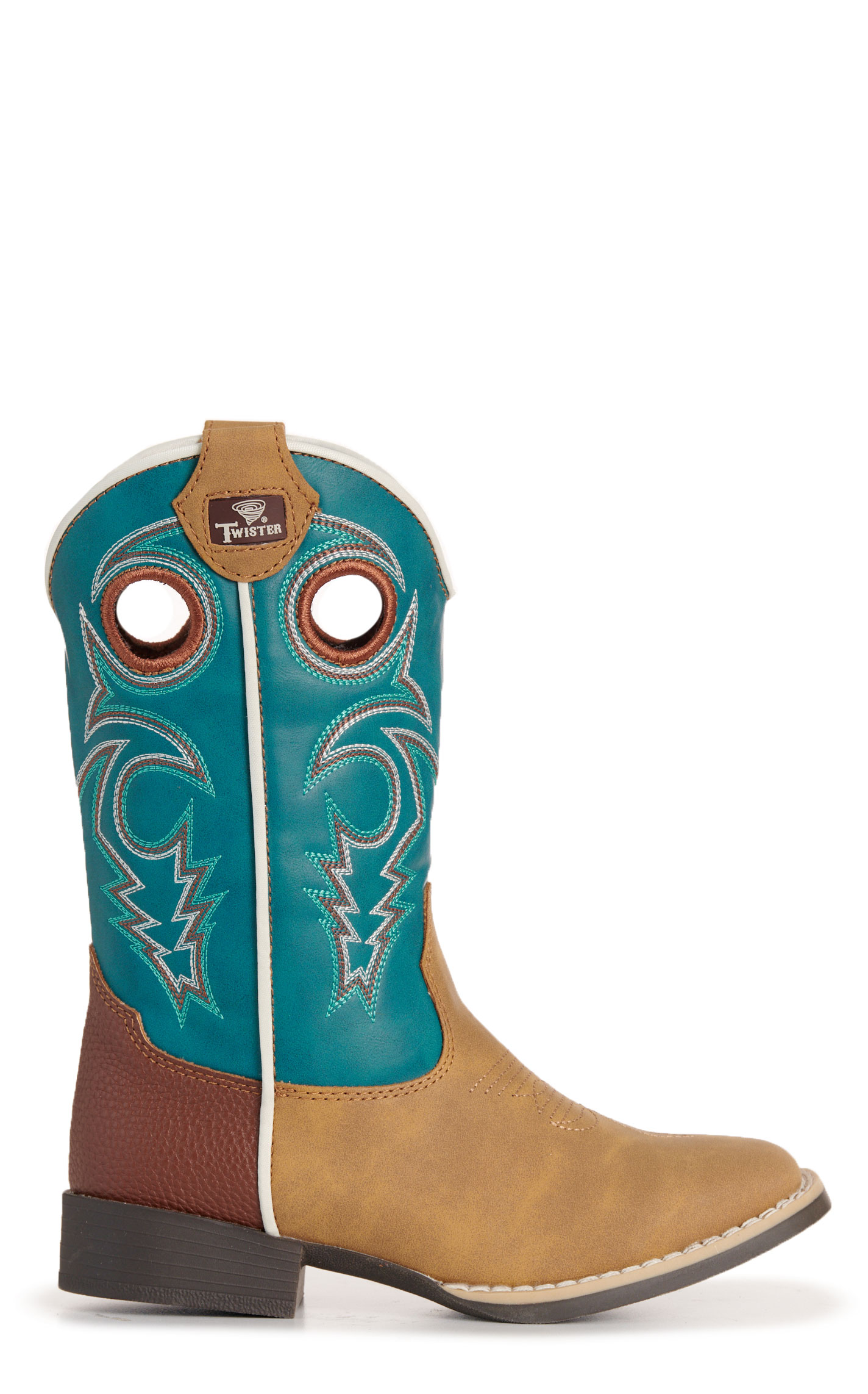 Twister Kid's Jensen Tan & Turquoise Square Toe Boots - Image 1