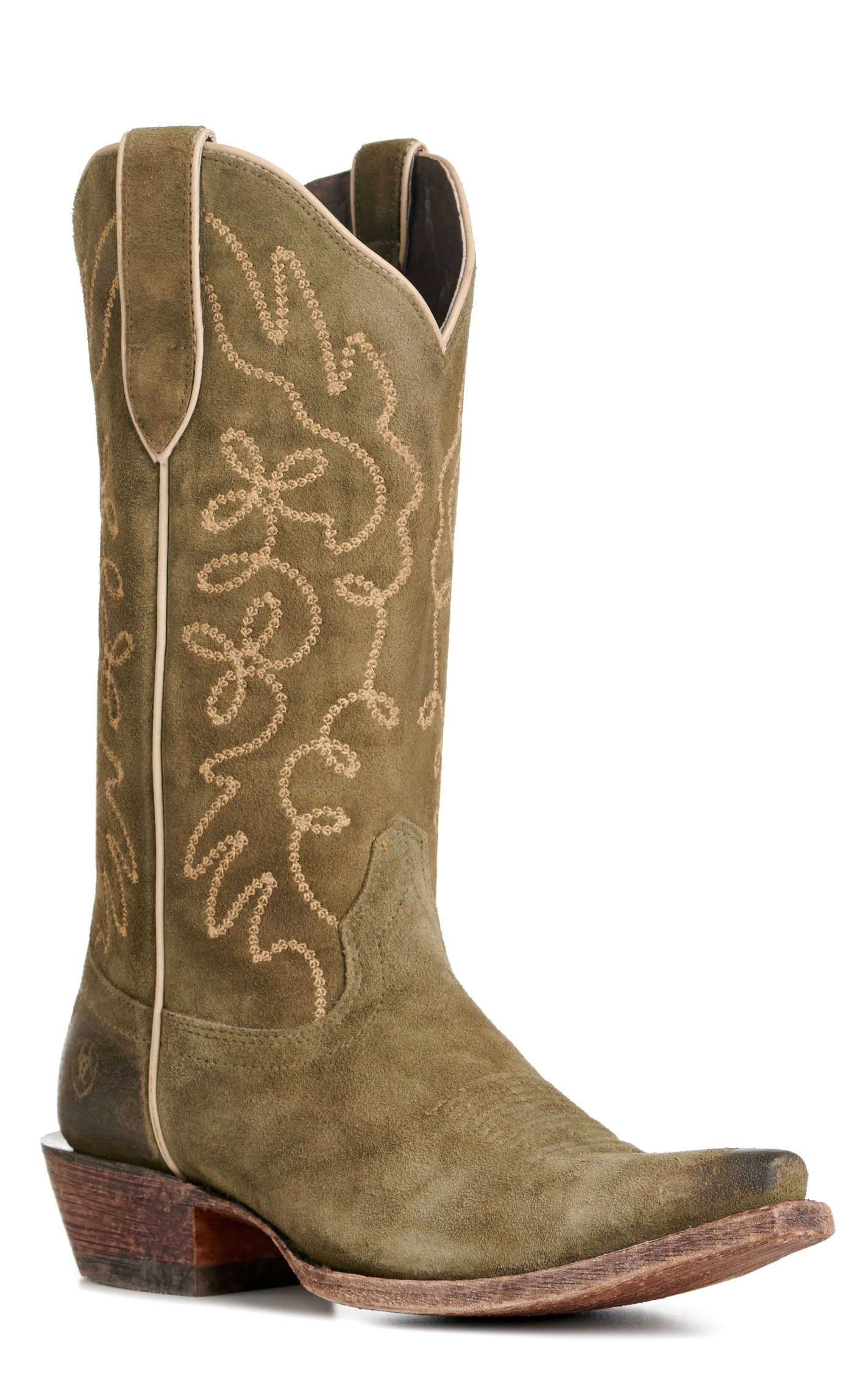 Ariat Women's Jukebox Olive Suede Snip Toe Cowboy Boots - Image 1