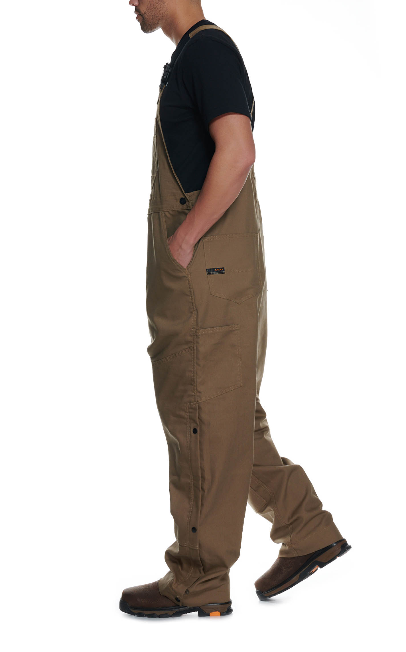 Ariat Men's Rebar Khaki Duracanvas Unlined Bib Work Overalls - Image 1