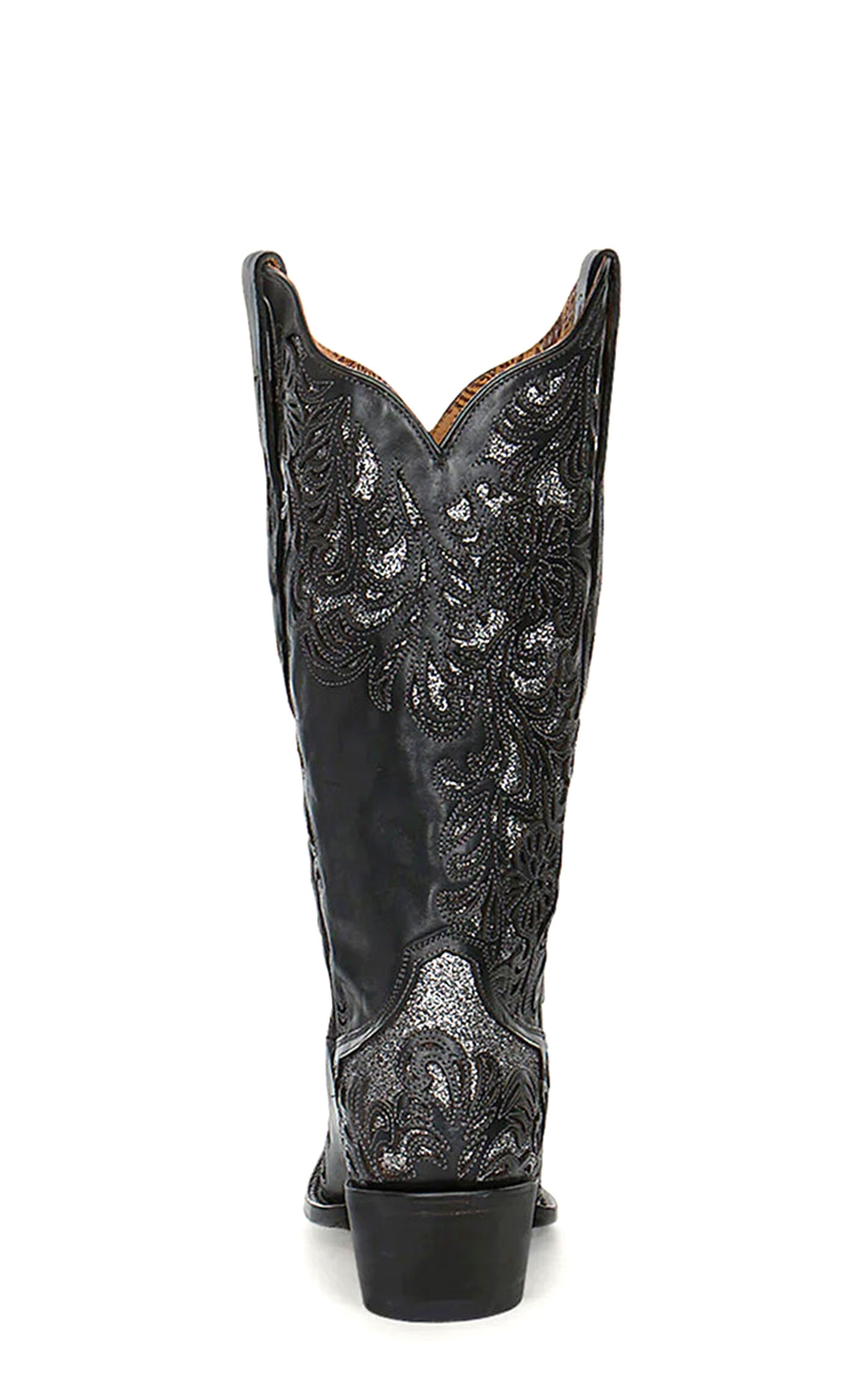 Corral Women's Black with Glitter Inlay Snip Toe Cowboy Boots - Image 1