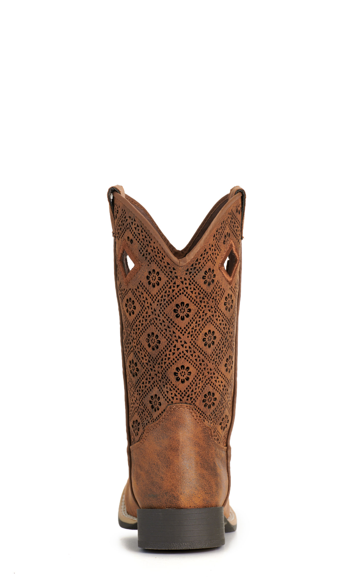 Twister Kid's Prue Caramel Perforated Floral Square Toe Boots - Image 1