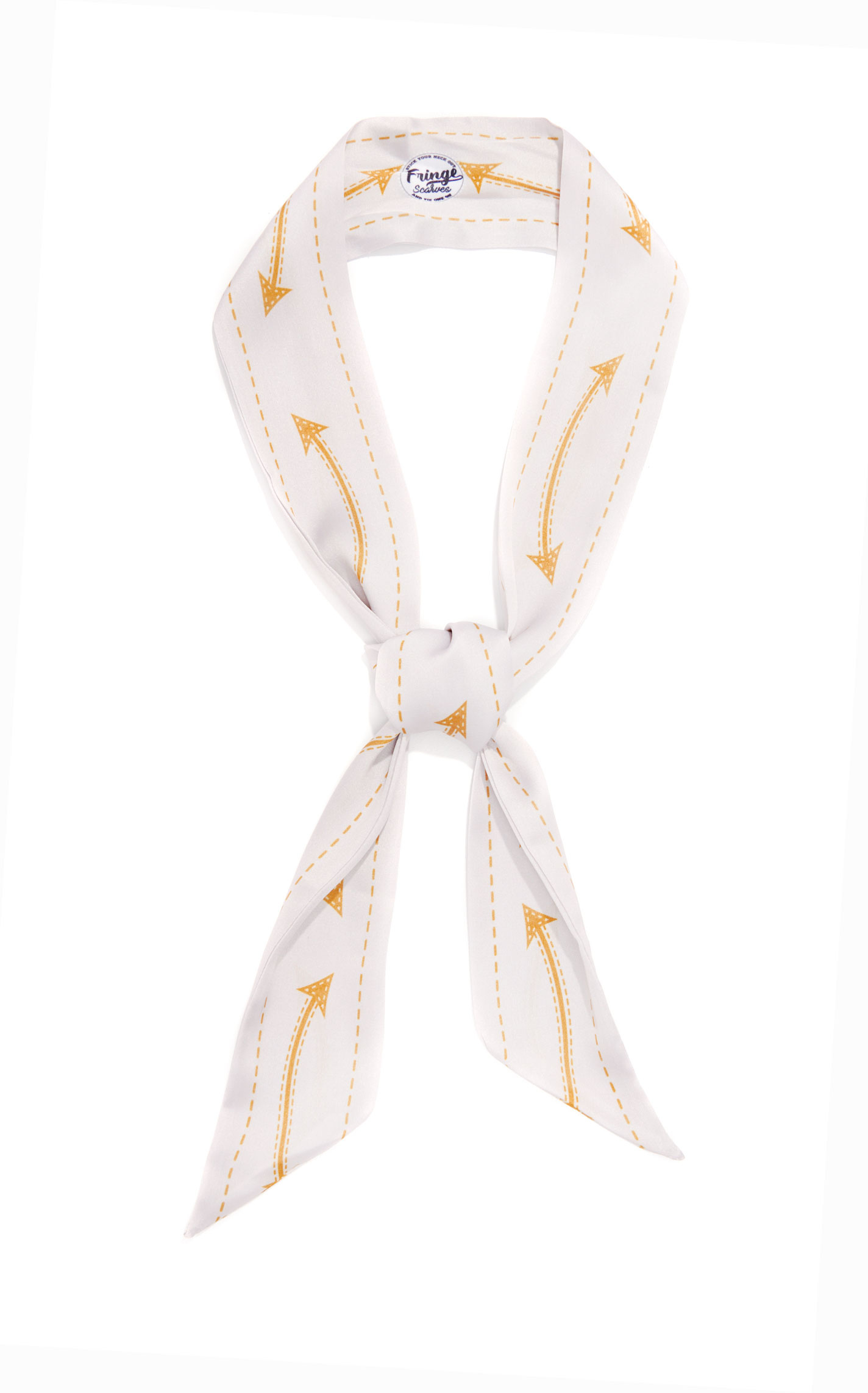 Fringe Scarves Smiley Off White Arrow Print Twilly - Image 1