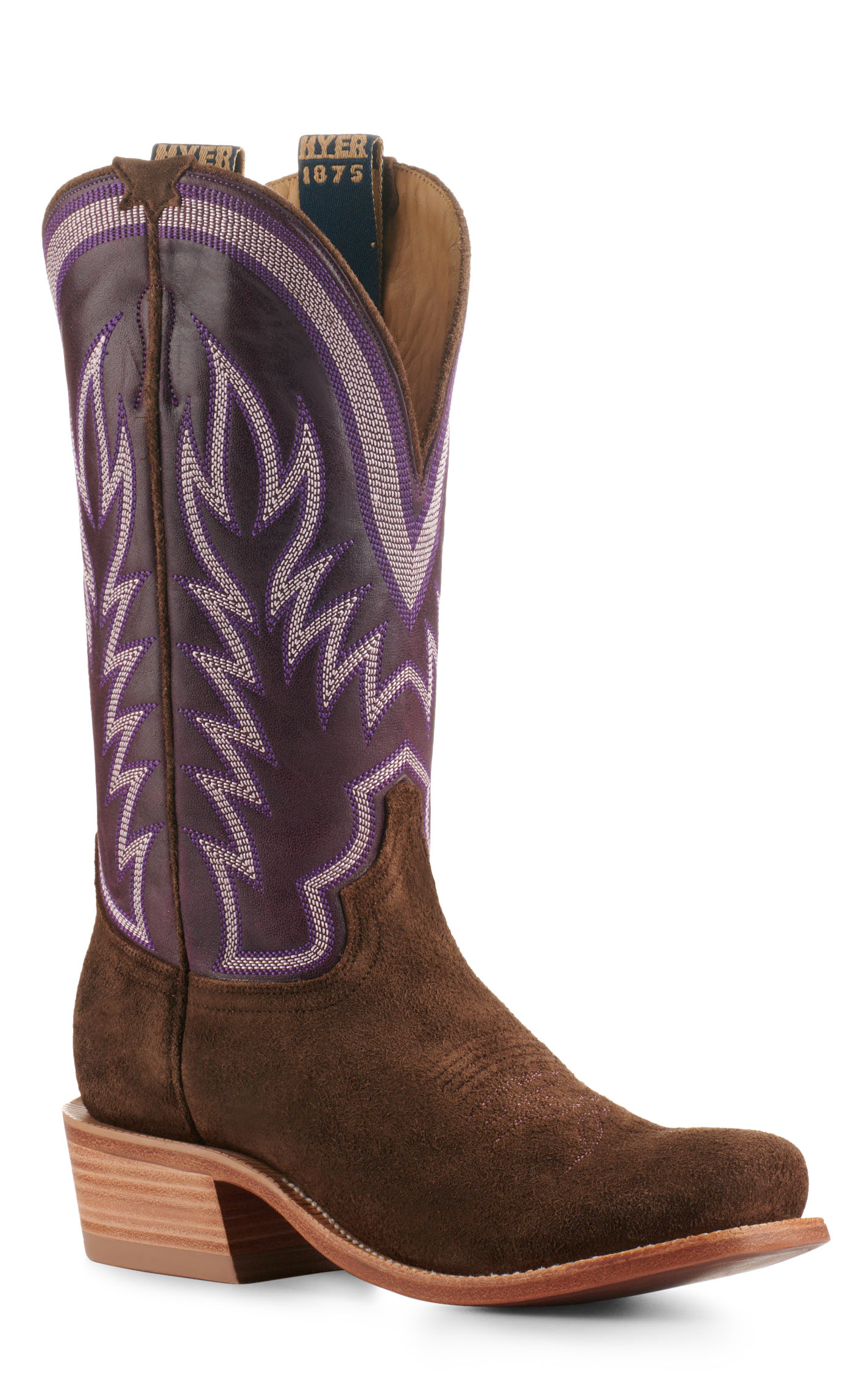 Hyer Men's Culver Purple Vintage and Chestnut Roughout Punchy Square Toe Cowboy Boots - Image 1