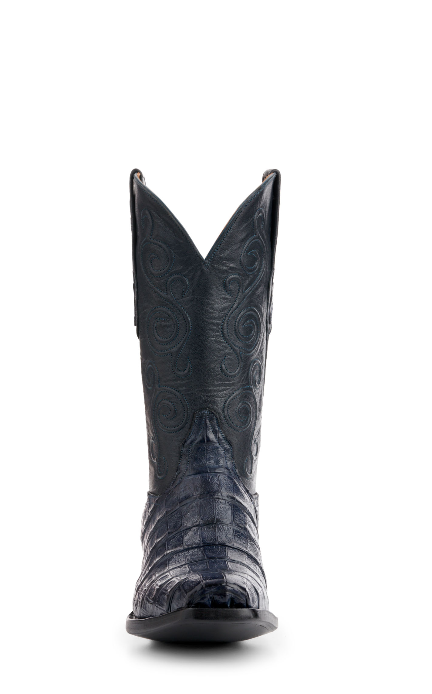 Black Jack Men's Navy and Denim Blue Caiman Belly Square Toe Exotic Cowboy Boots - Image 1