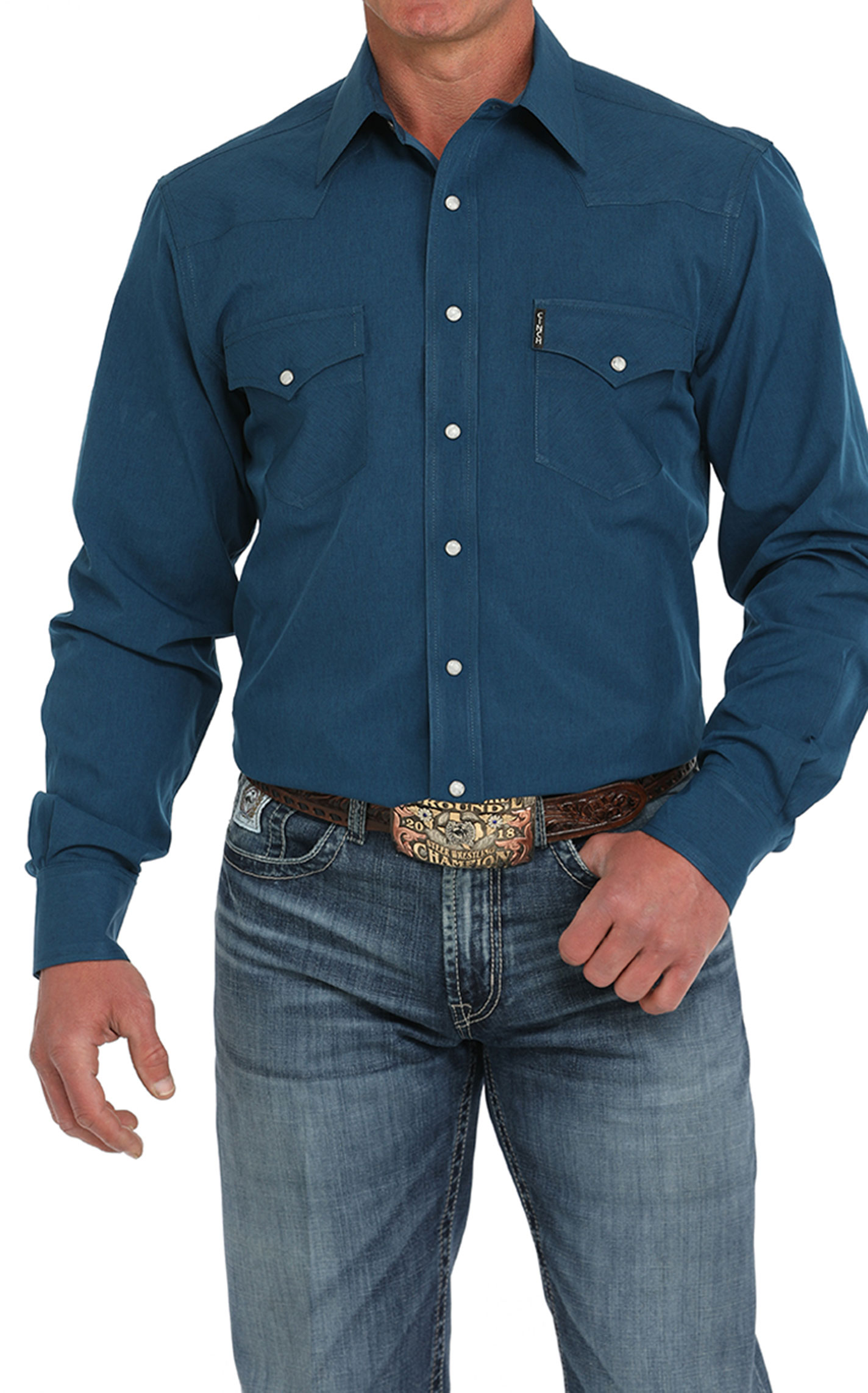 Cinch Men's Aegean Blue Modern Fit Western Shirt - Image 1