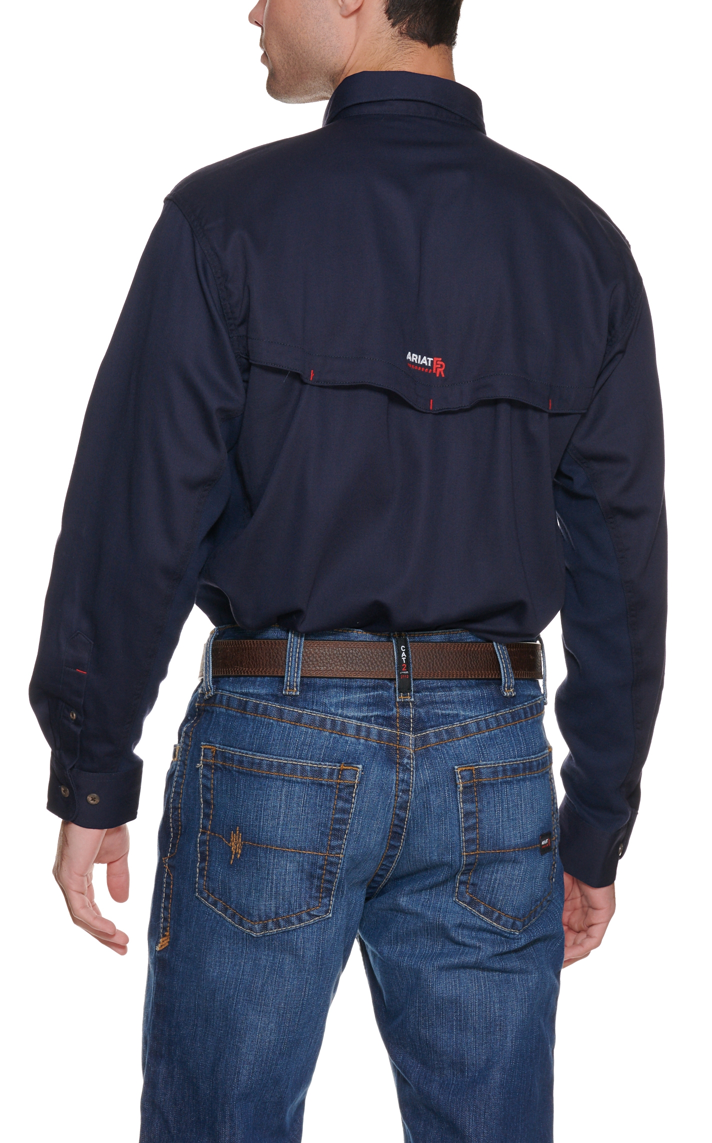 Ariat Men's Solid Navy Vent Long Sleeve FR Work Shirt - Image 1