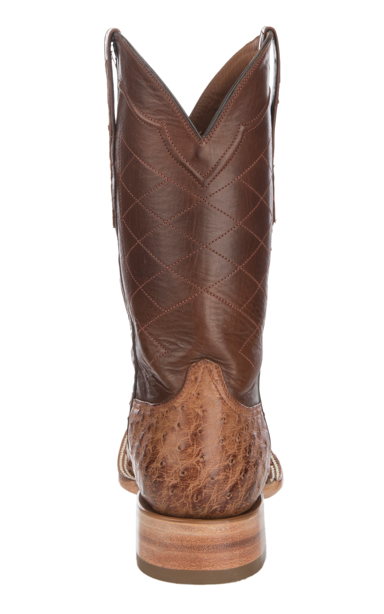 Black Jack Men's Burnished Brown Full Quill Ostrich and Cigar Wide Square Toe Exotic Cowboy Boots - Image 1