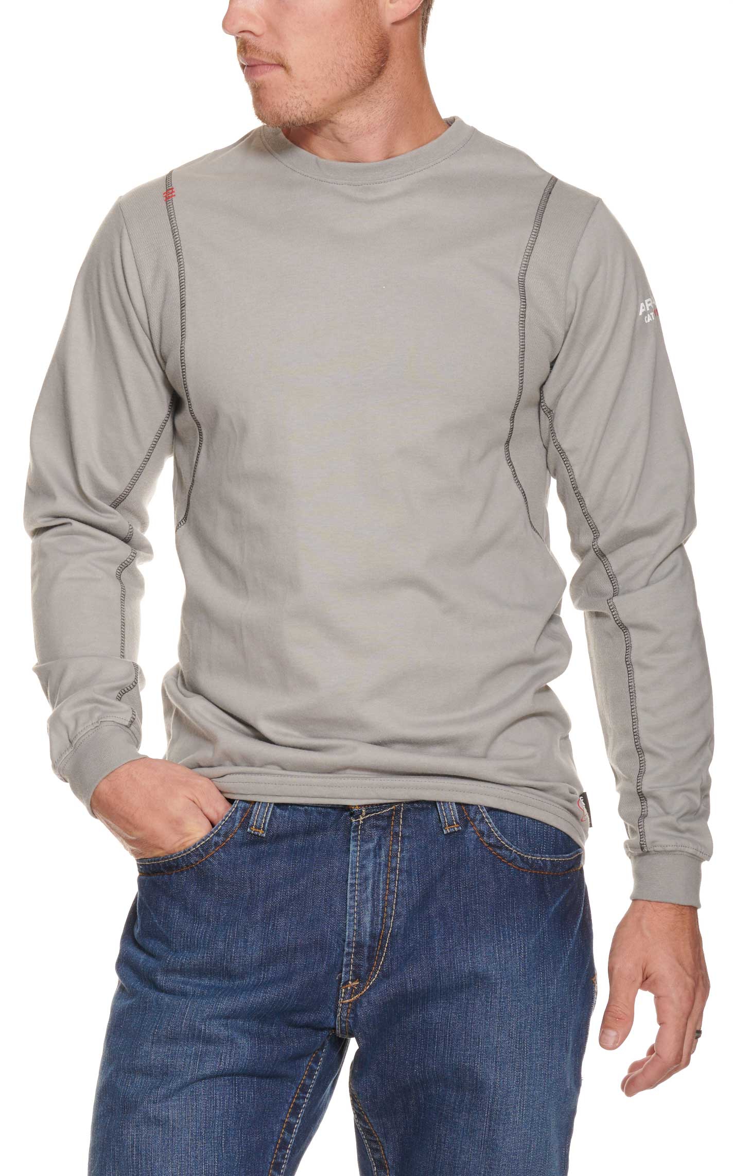 Ariat Men's AC Crew Silver Fox FR Long Sleeve Work T-Shirt - Image 1