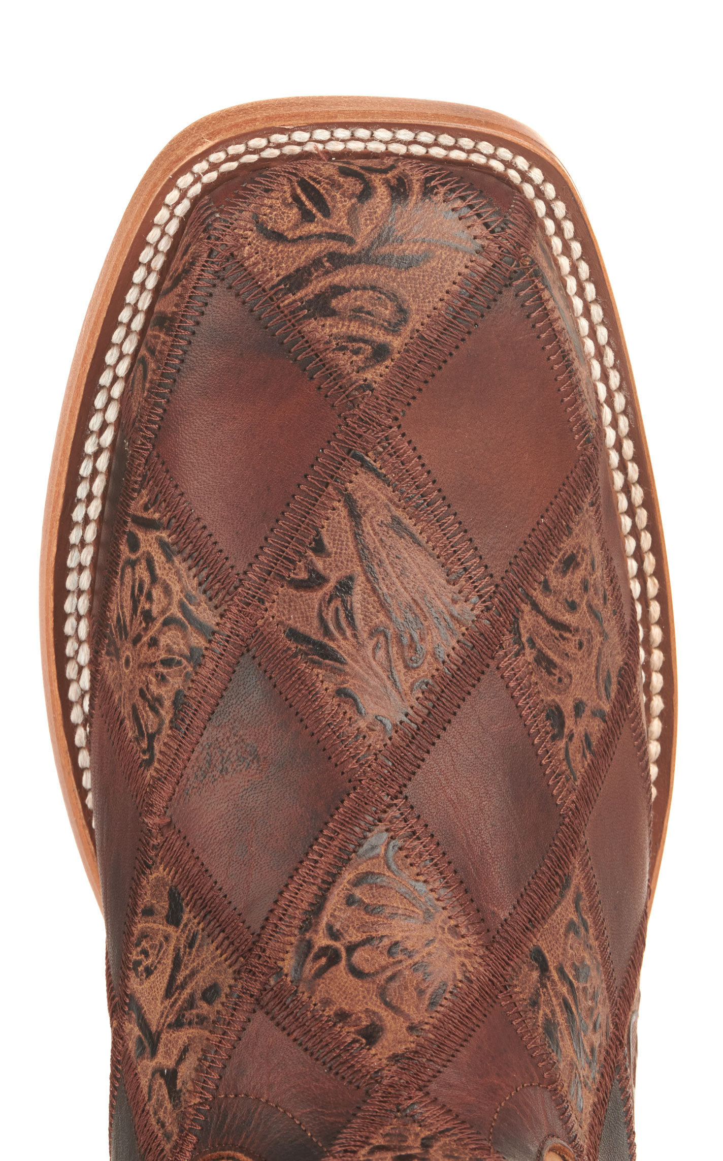 Anderson Bean Men's Horse Power Brown Patchwork and Tan Wide Square Toe Cowboy Boots - Image 1