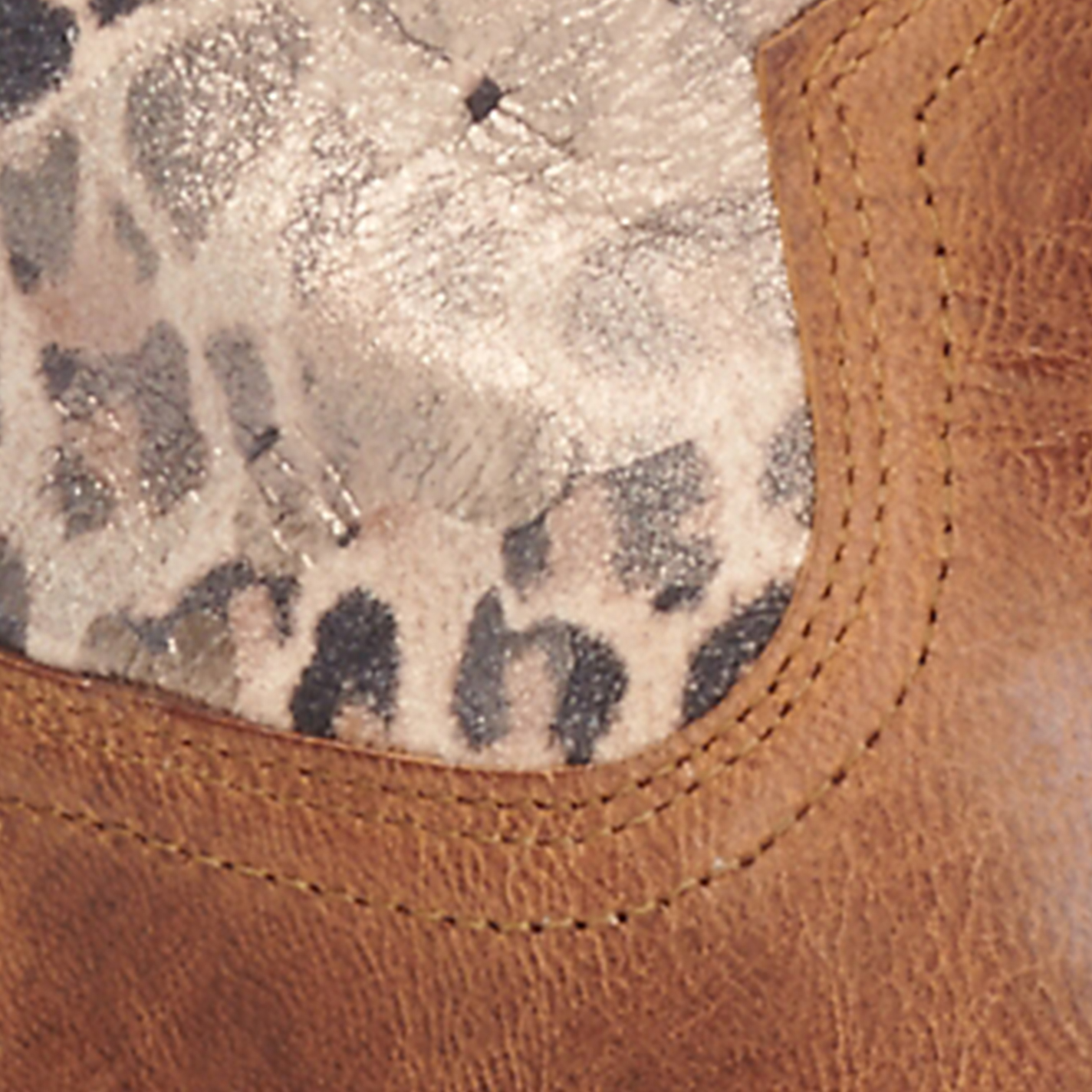 Ariat Women's Round Up Pearl Brown and Metallic Leopard Wide Square Toe Cowboy Boots - Image 1
