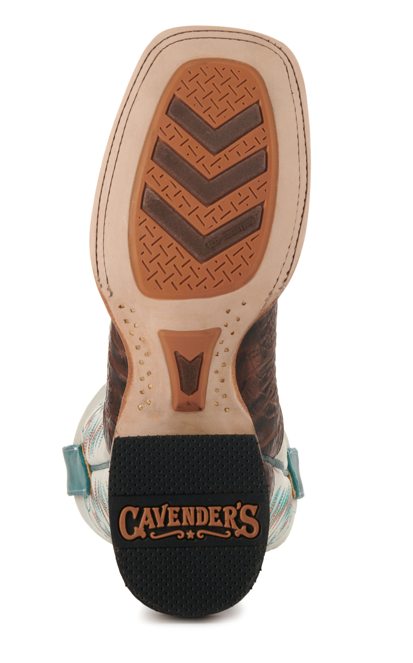 Cavender’s Women’s Endurance White and Chocolate Croc Print Wide Square Toe Cowboy Boots  - Image 1