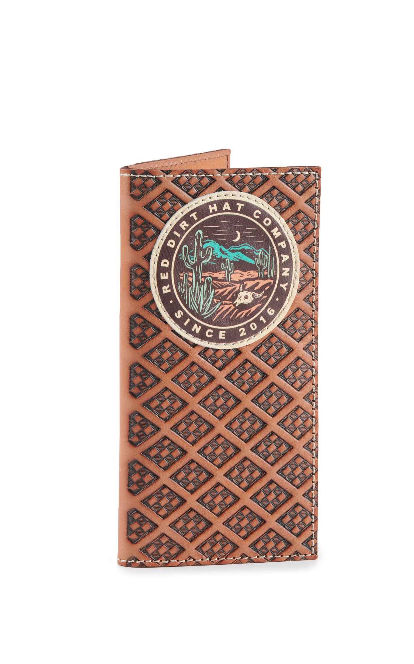 Red Dirt Hat Co. Brown Woven Leather with Logo Desert Scene Rodeo Wallet - Image 3