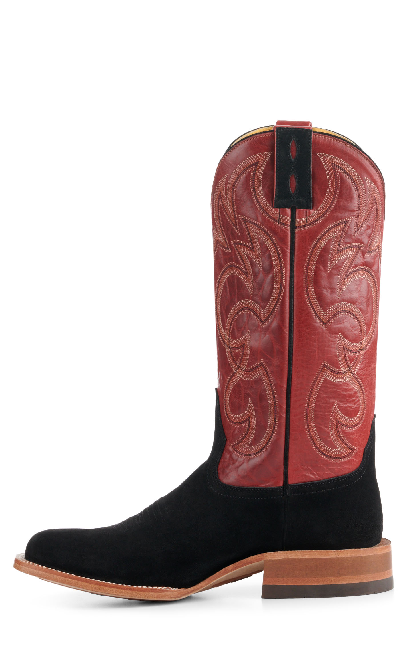 Cavender's Men's Endurance Red and Black Roughout Wide Square Toe Cowboy Boots - Image 1