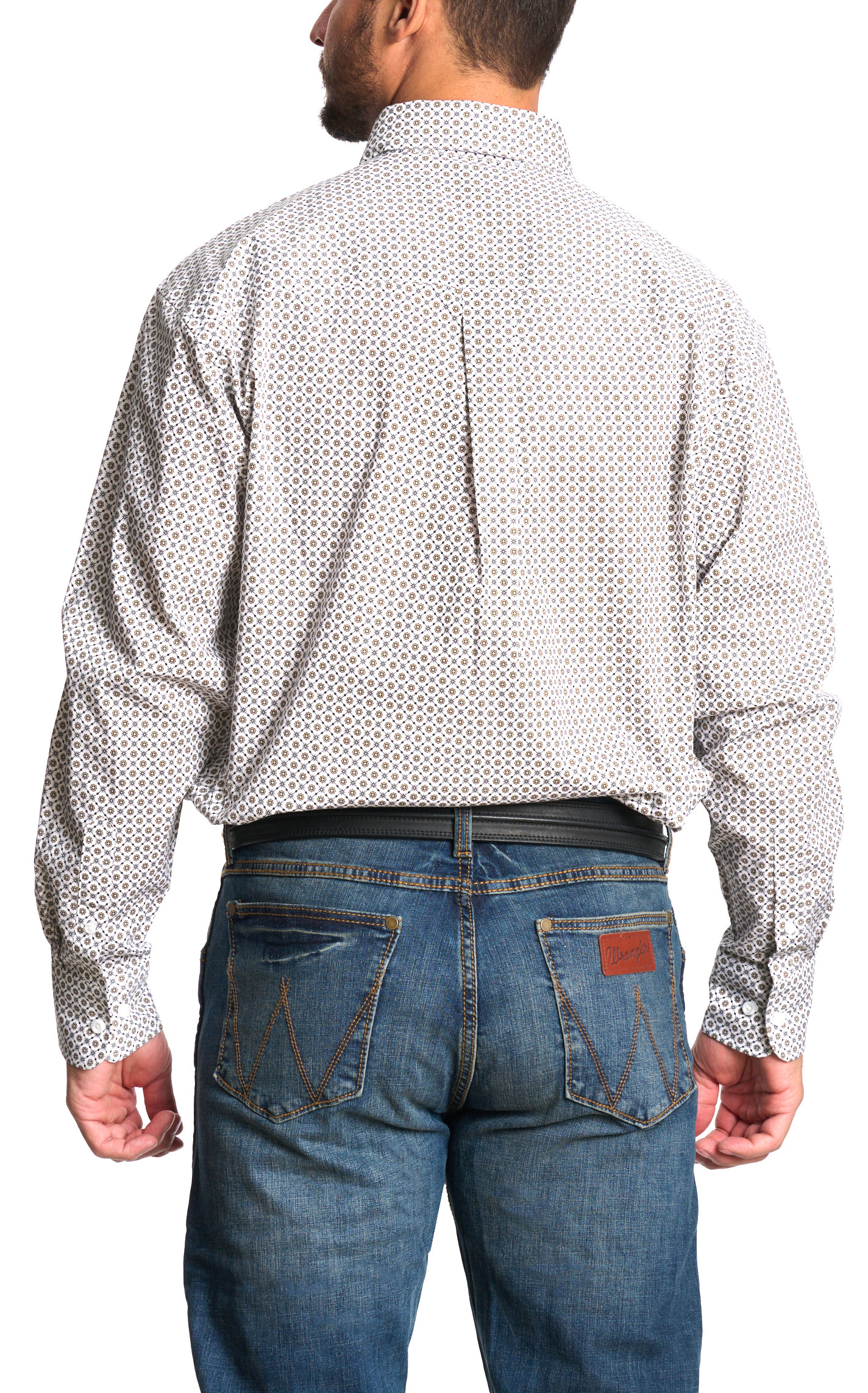 Wrangler Men's George Strait Collection White & Black Geo Western Shirt - Image 1