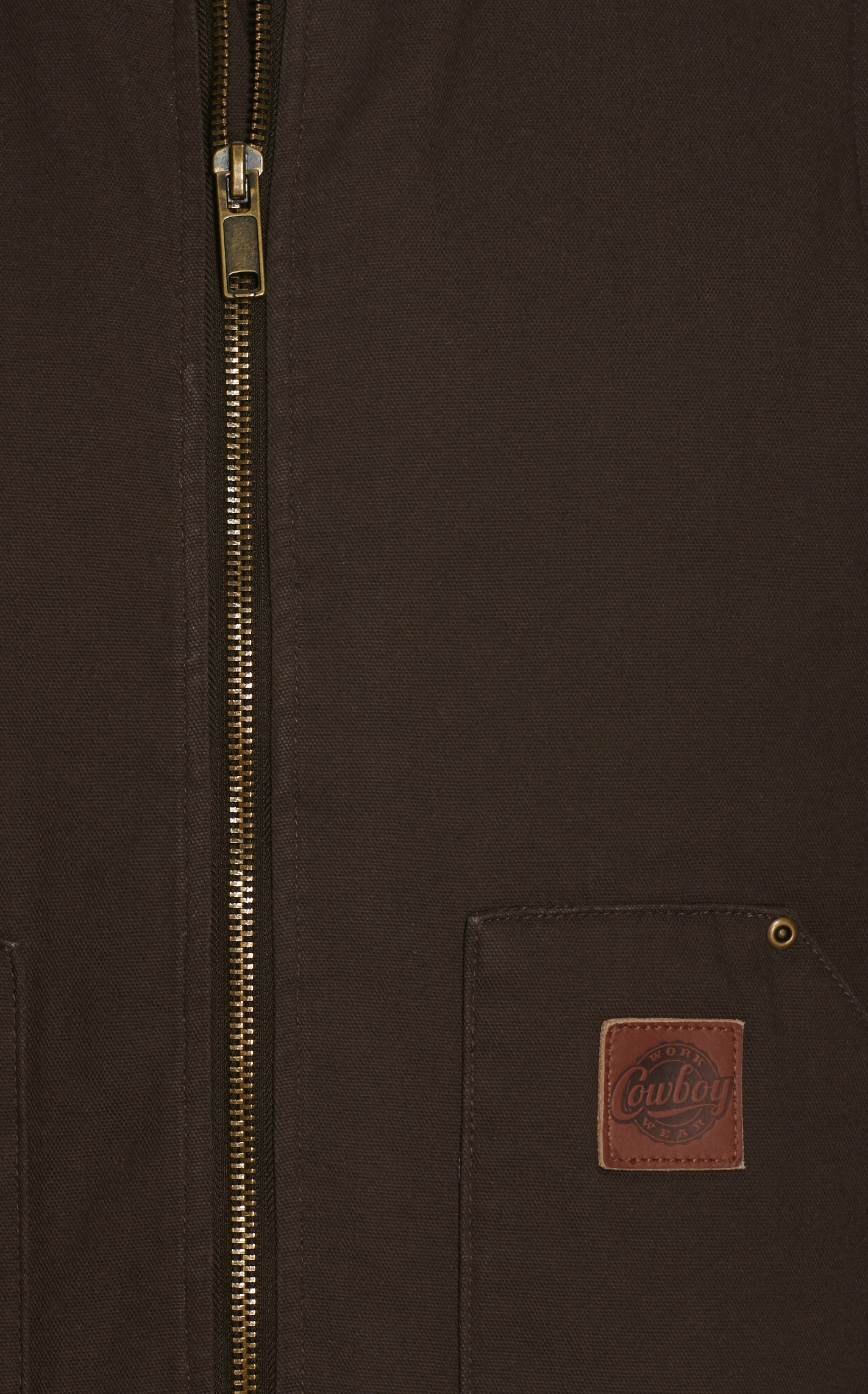 Cowboy Workwear Men's Dark Brown Washed Canvas Vest - Image 1