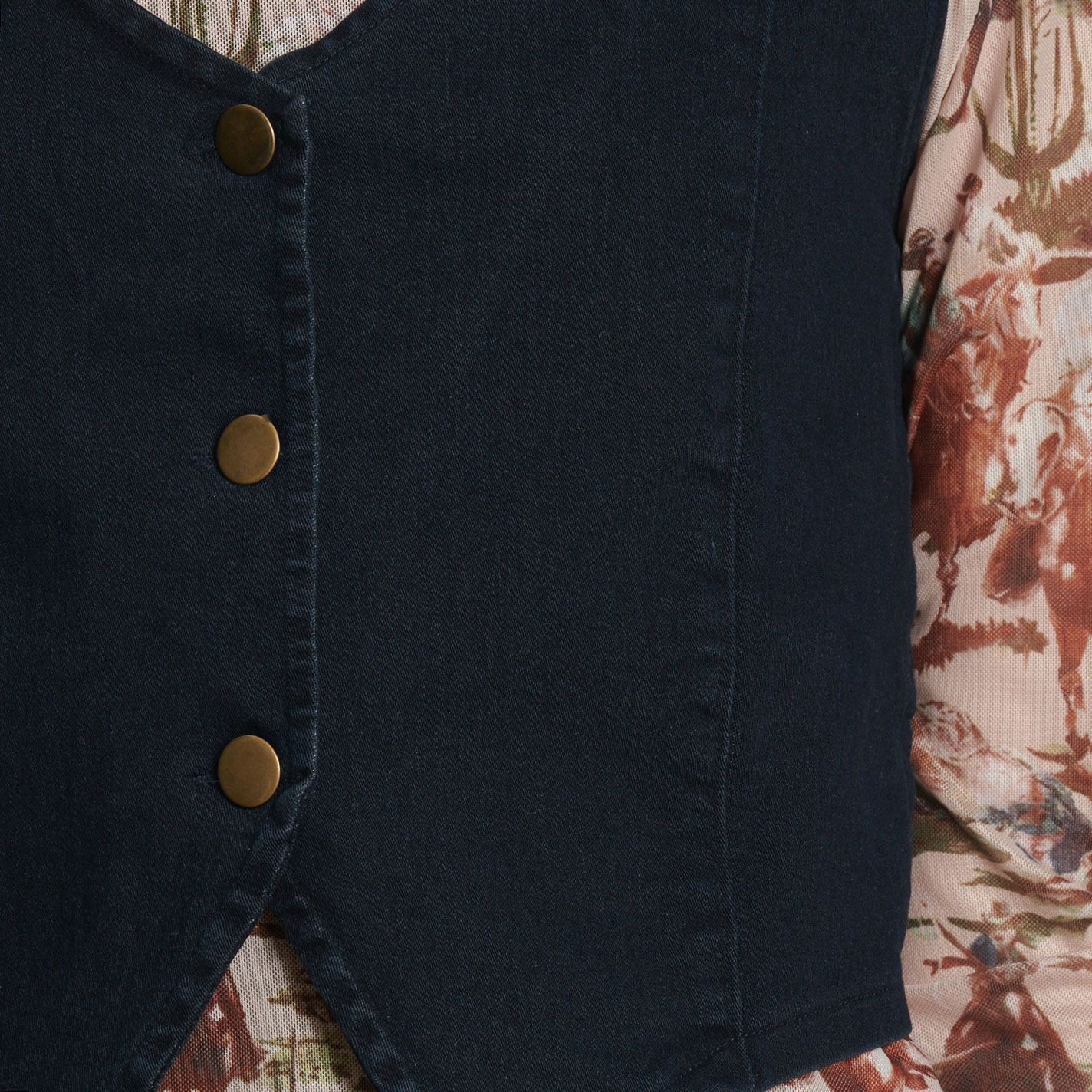 One Up Women's Midnight Dark Wash Denim Vest - Image 1