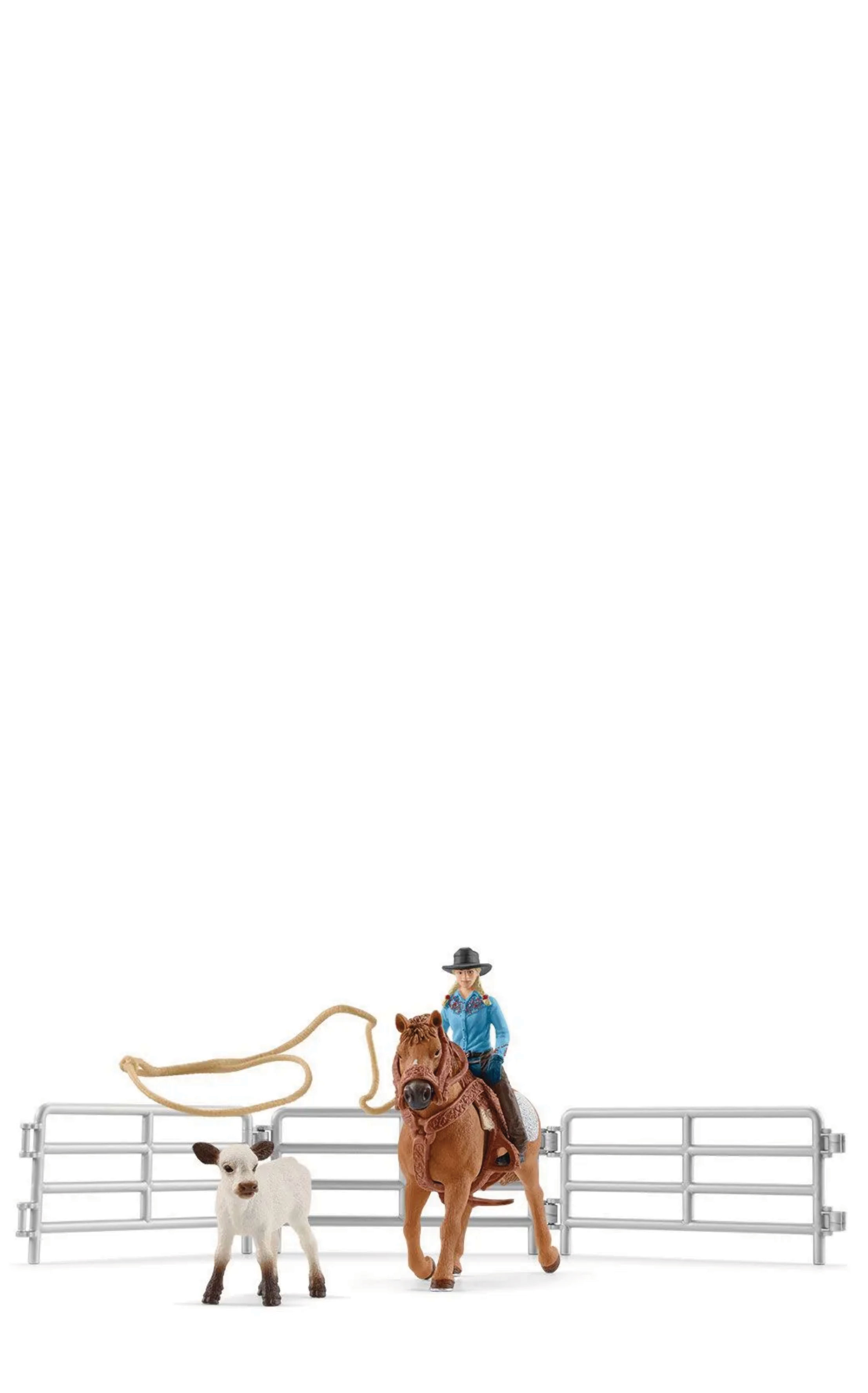 Schleich Farm World Cowgirl Team Roping Fun Toy Set - Image 7