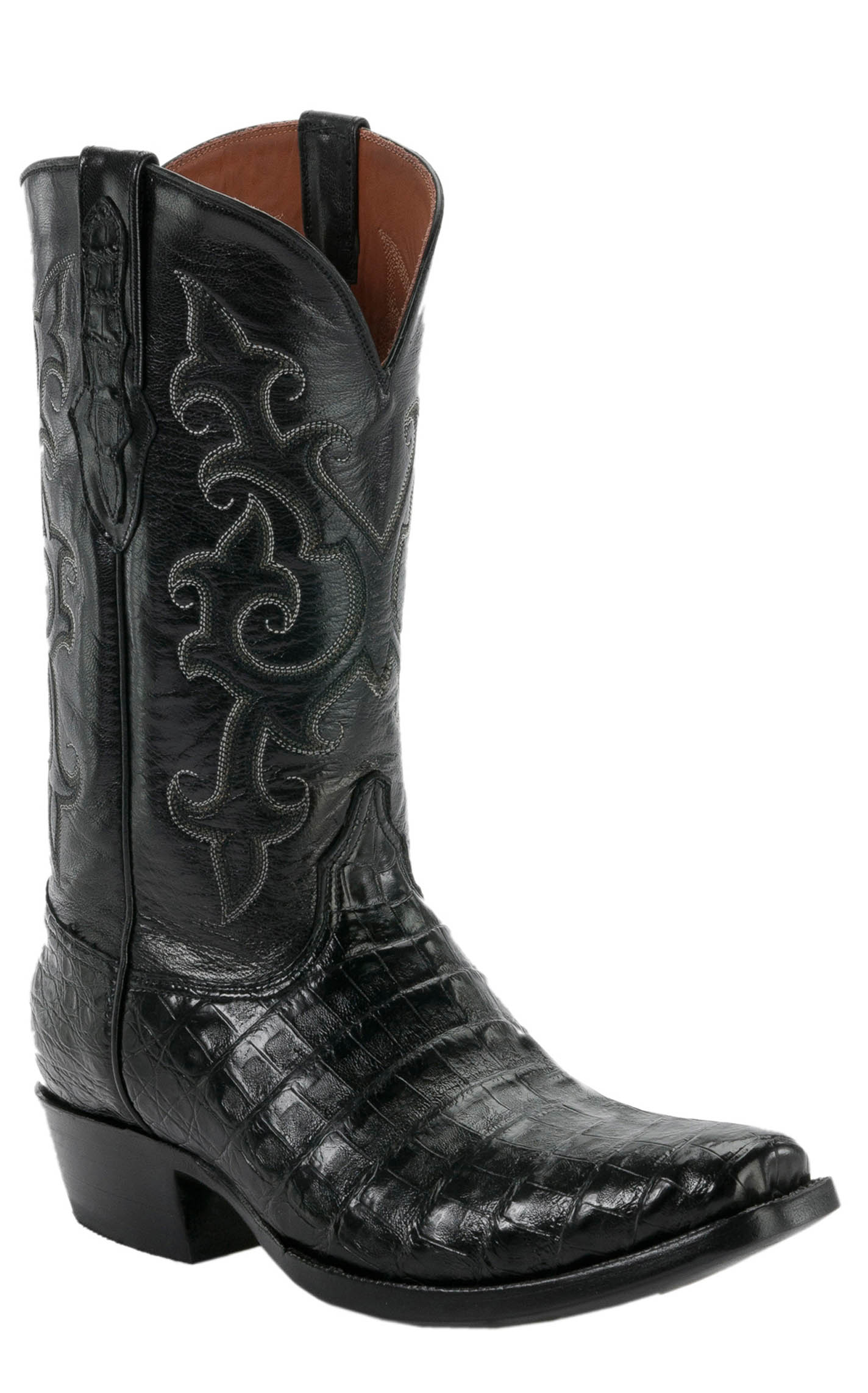 Black Jack Men's Black Caiman Belly 7-Toe Exotic Cowboy Boots - Image 1