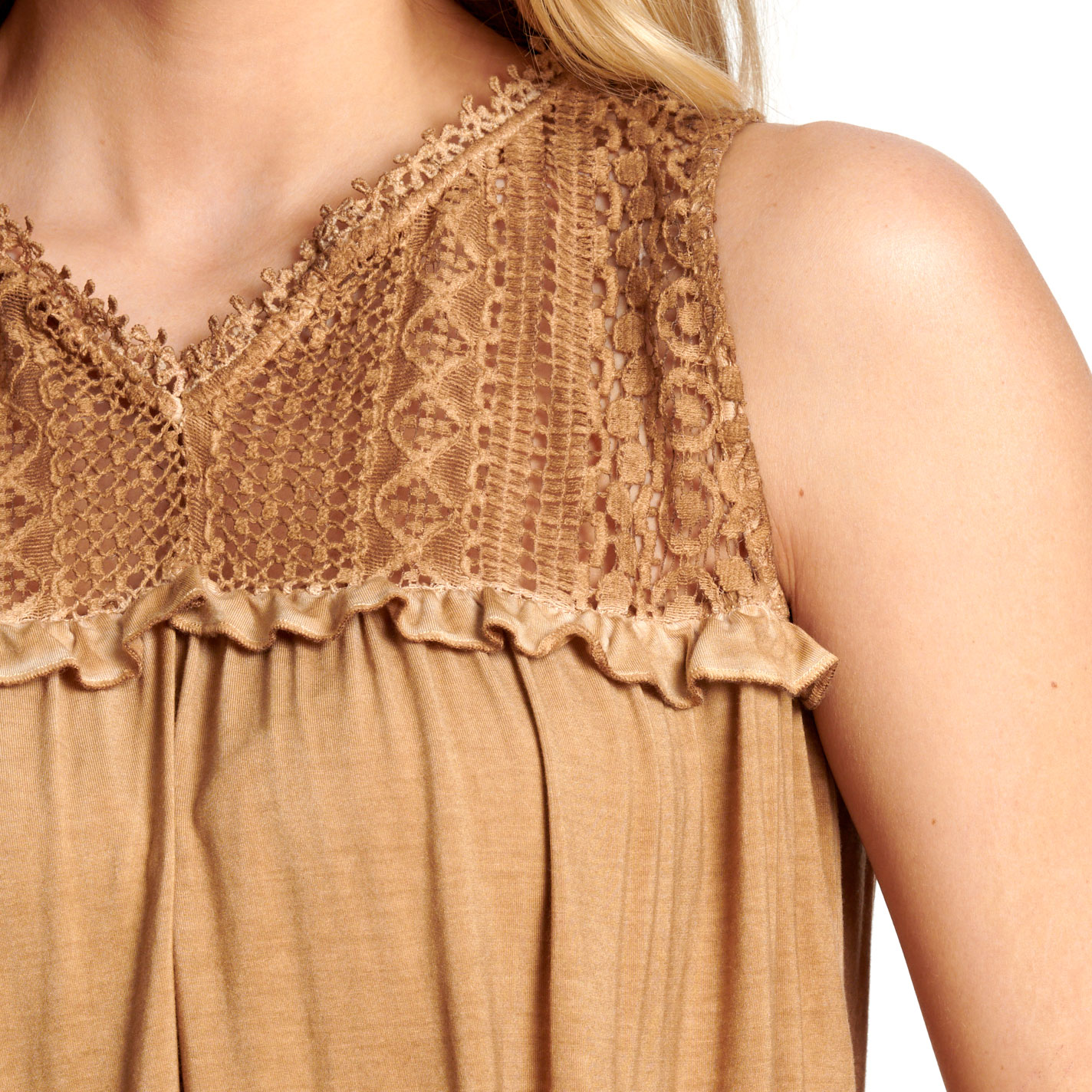 Cowgirl Hardware Women's Mustard Lace Tank Top - Image 1