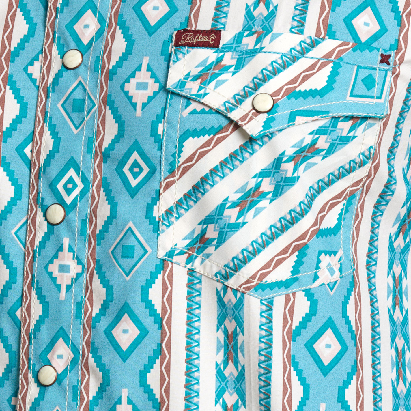 Rafter C Red Dirt Men's Turquoise Aztec Shirt - Image 1