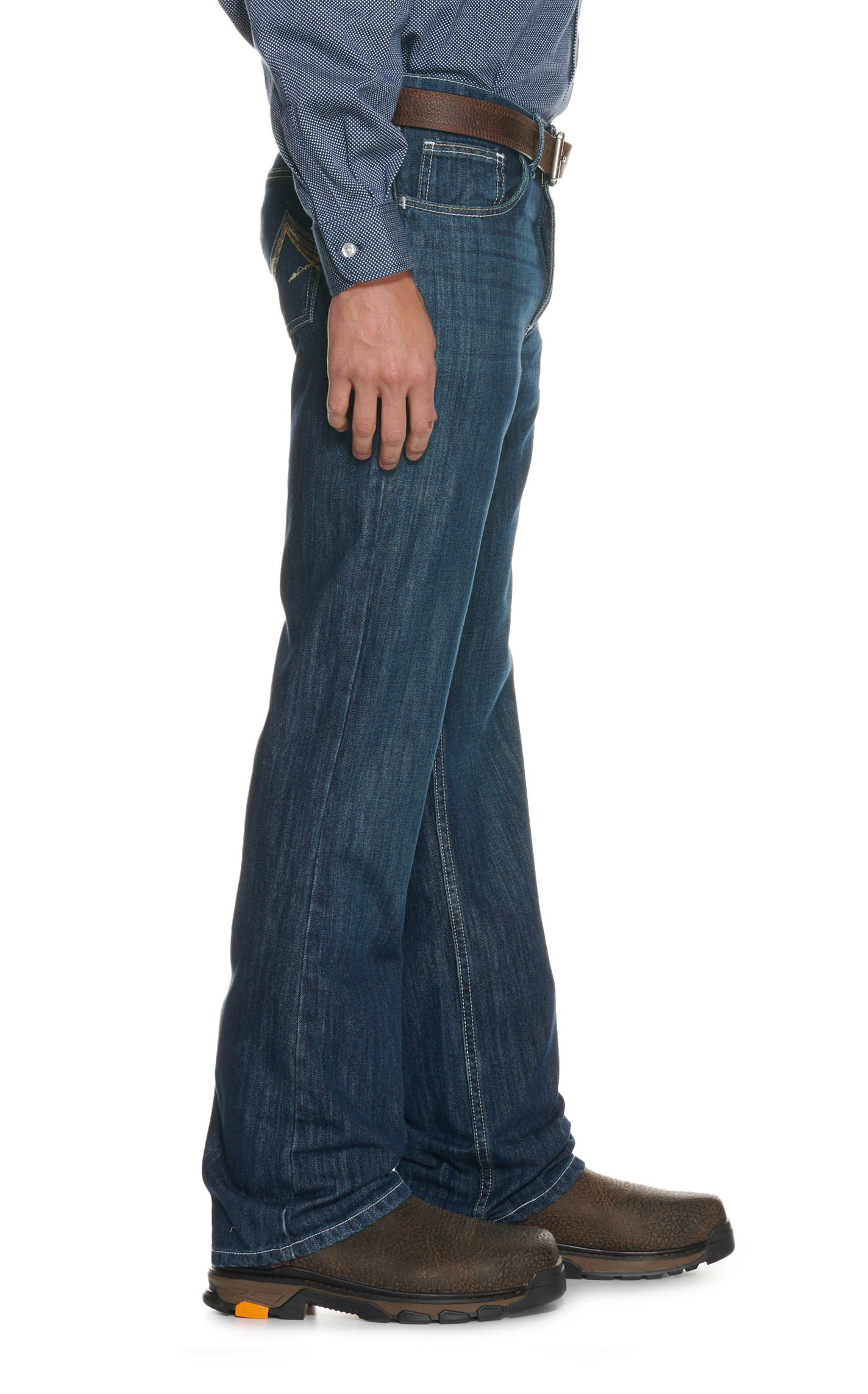 Wrangler 20X No. 42 Men's FR Dark Wash Boot Cut Work Jeans - Image 1