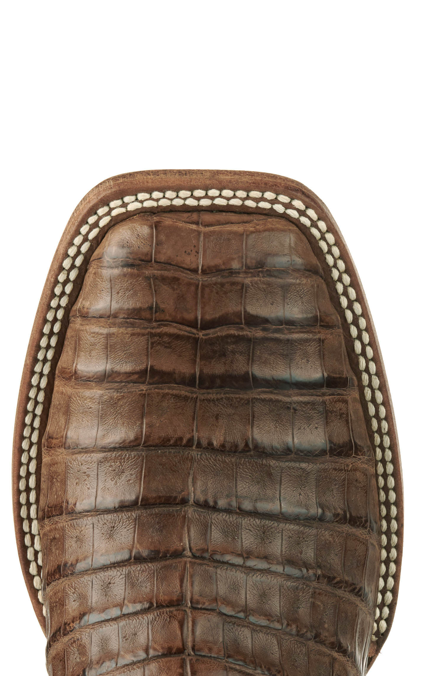 Black Jack Men's Coyote Tan and Burnished Glossy Cigar Caiman Wide Square Toe Exotic Cowboy Boots - Image 1