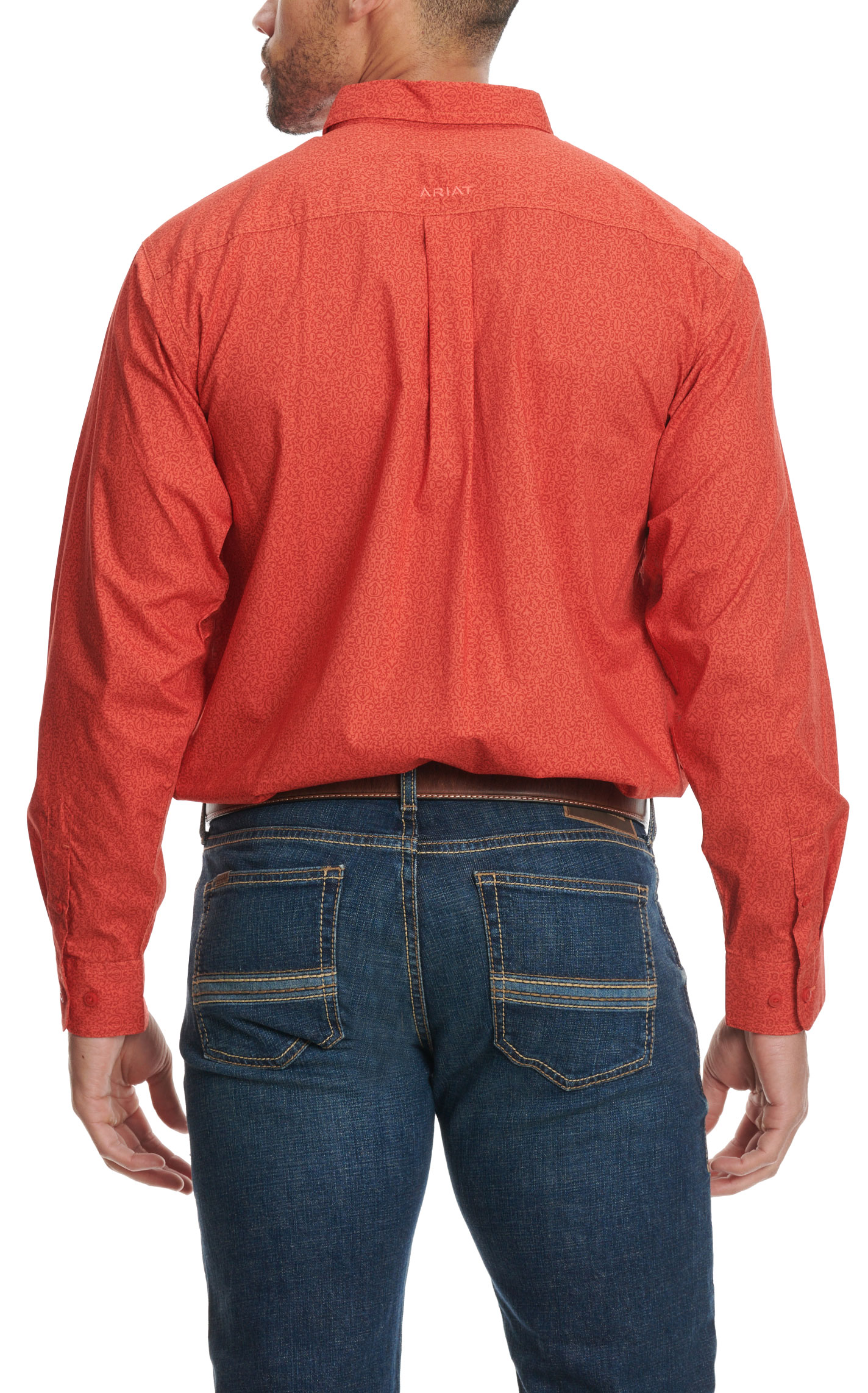 Ariat Men's Russell Red & Tangerine Geo Print Western Shirt - Image 1