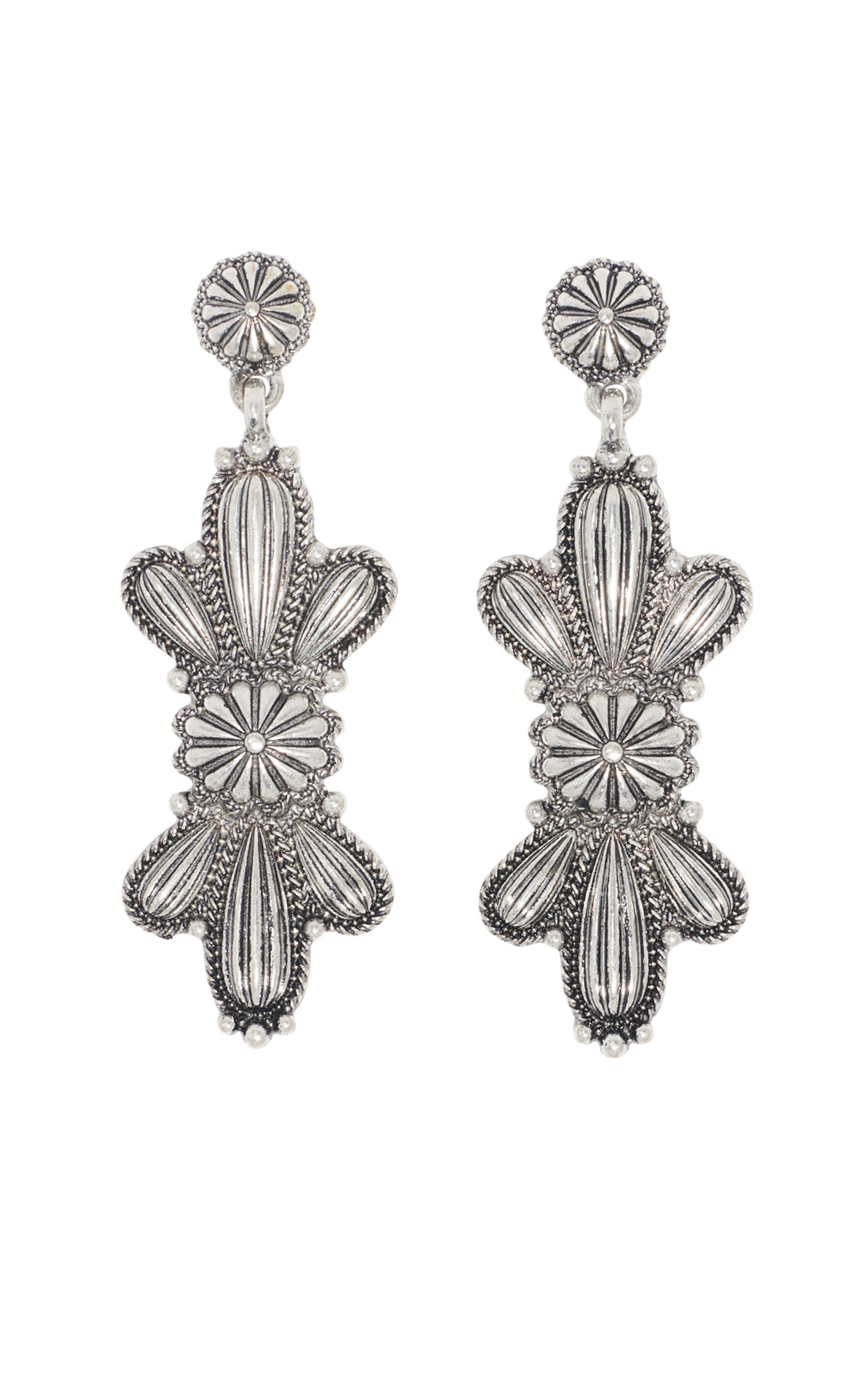 806 by Pink Panache Silver Cactus Sunburst Butterfly Concho Earrings - Image 1