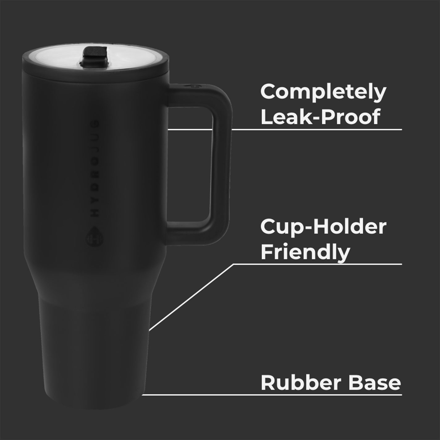 HydroJug Black 40 oz Traveler Mug - Image 1