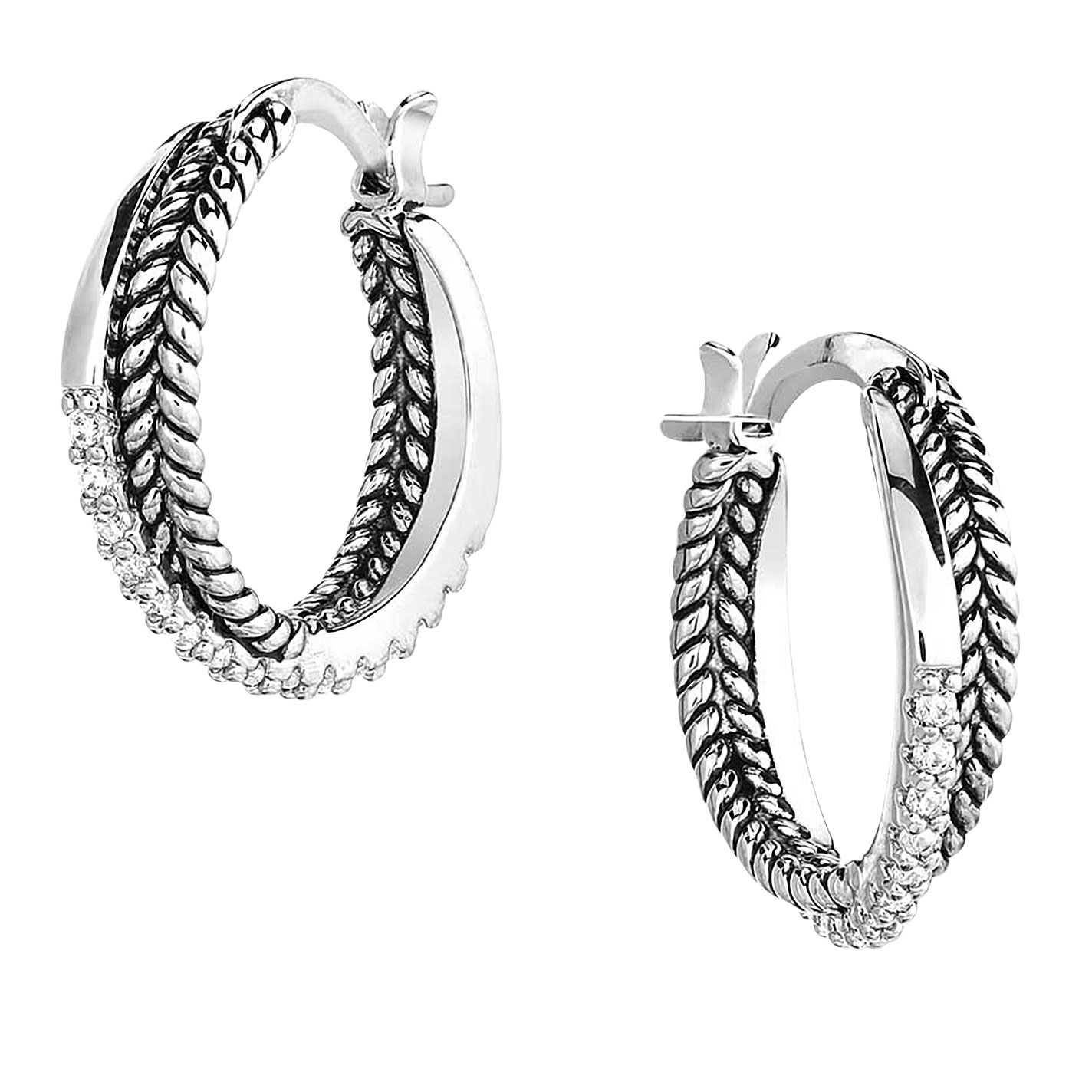 Montana Silversmiths Silver Criss-Crossover Hoop Earrings - Image 1