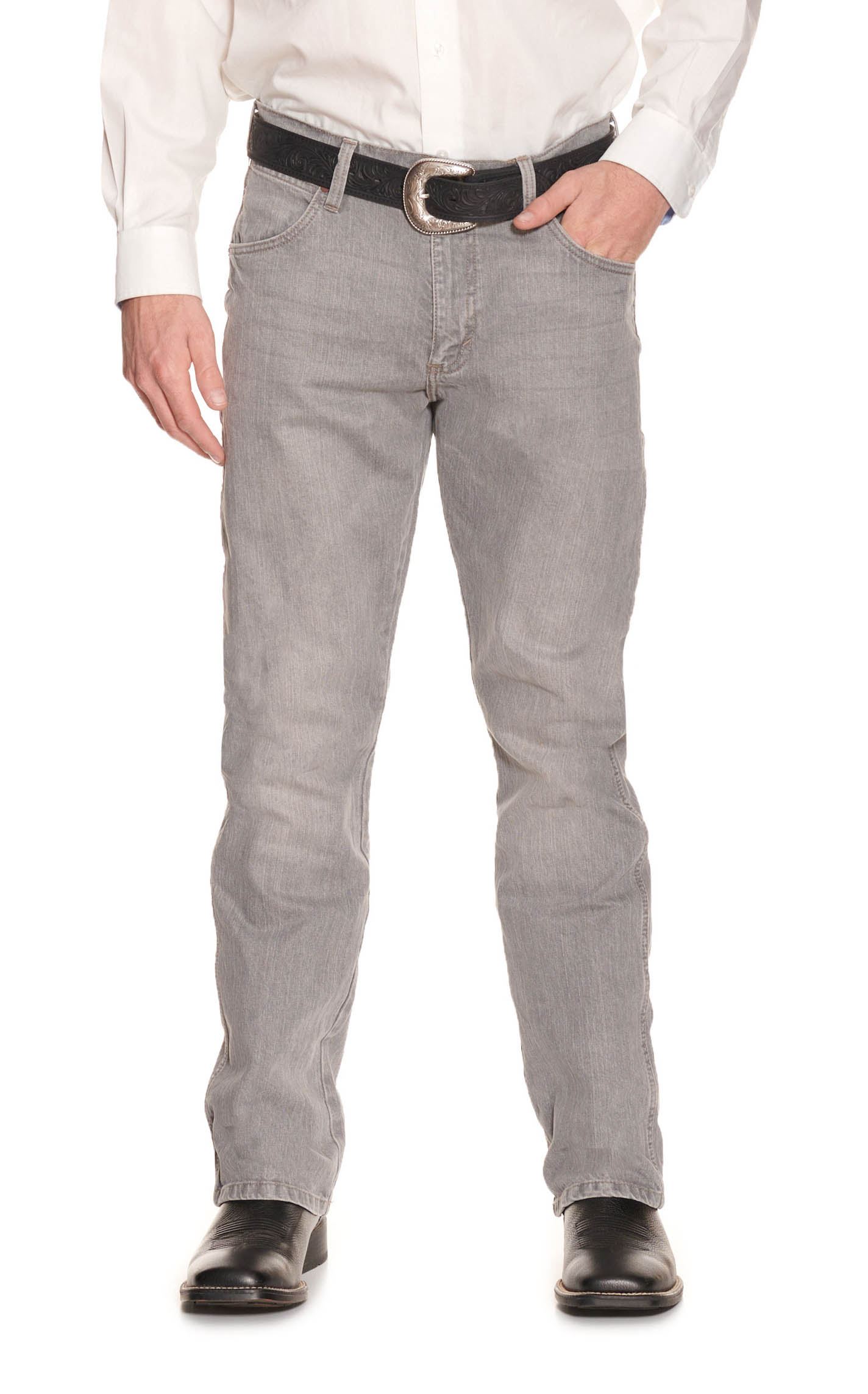 Wrangler Retro Men's Granite Gray Slim Boot Cut Jeans - Cavender's Exclusive - Image 1