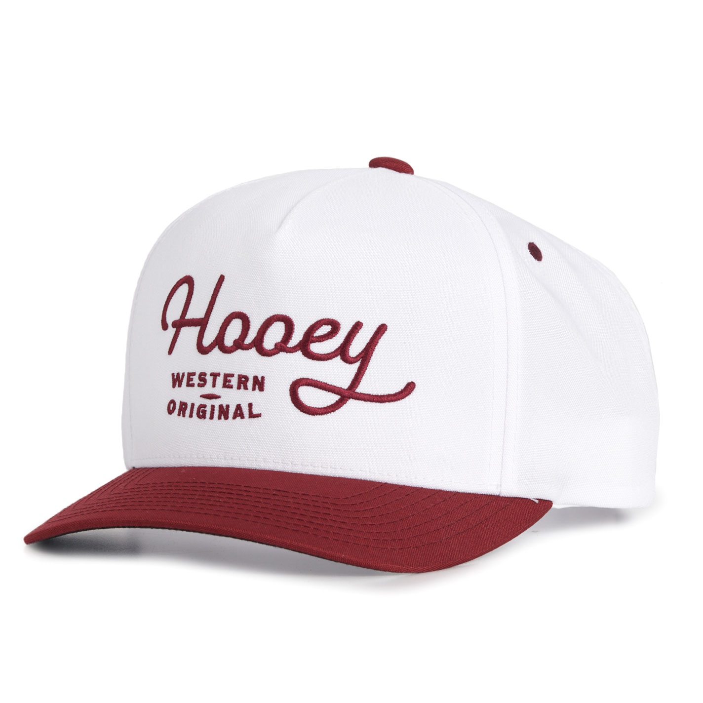 Hooey White & Maroon Original Embroidered Semi Curved Bill Cap - Image 1