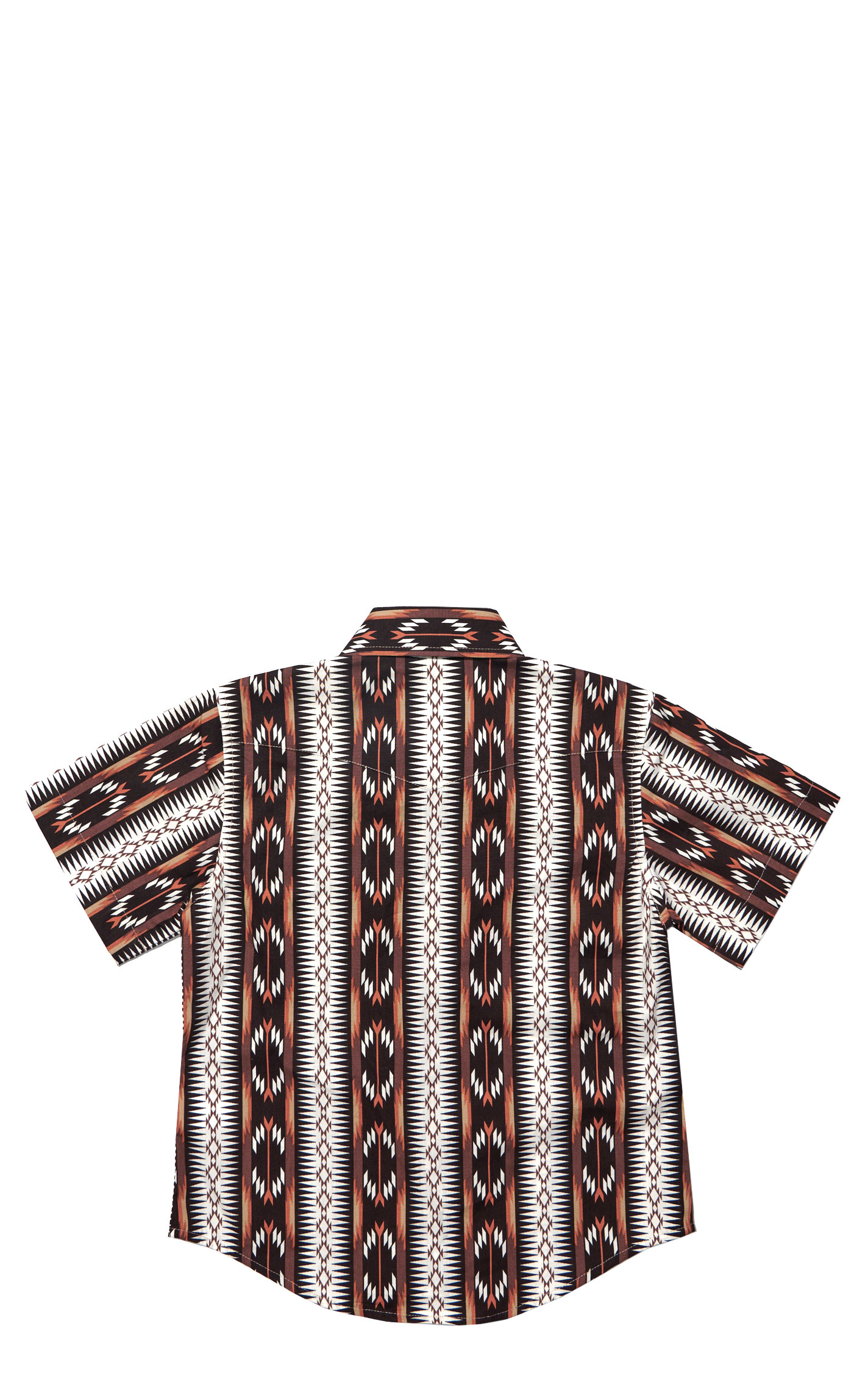 Wrangler Checotah Boy's Coffee Aztec Print Western Shirt - Image 1