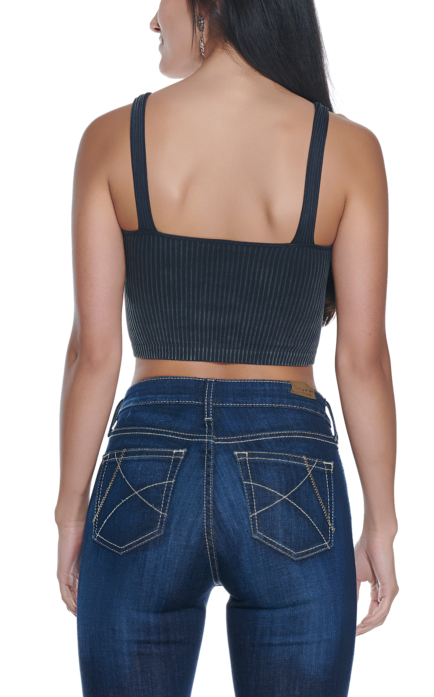 Wishlist Women's Charcoal Ribbed Knit Cropped Cami - Image 1