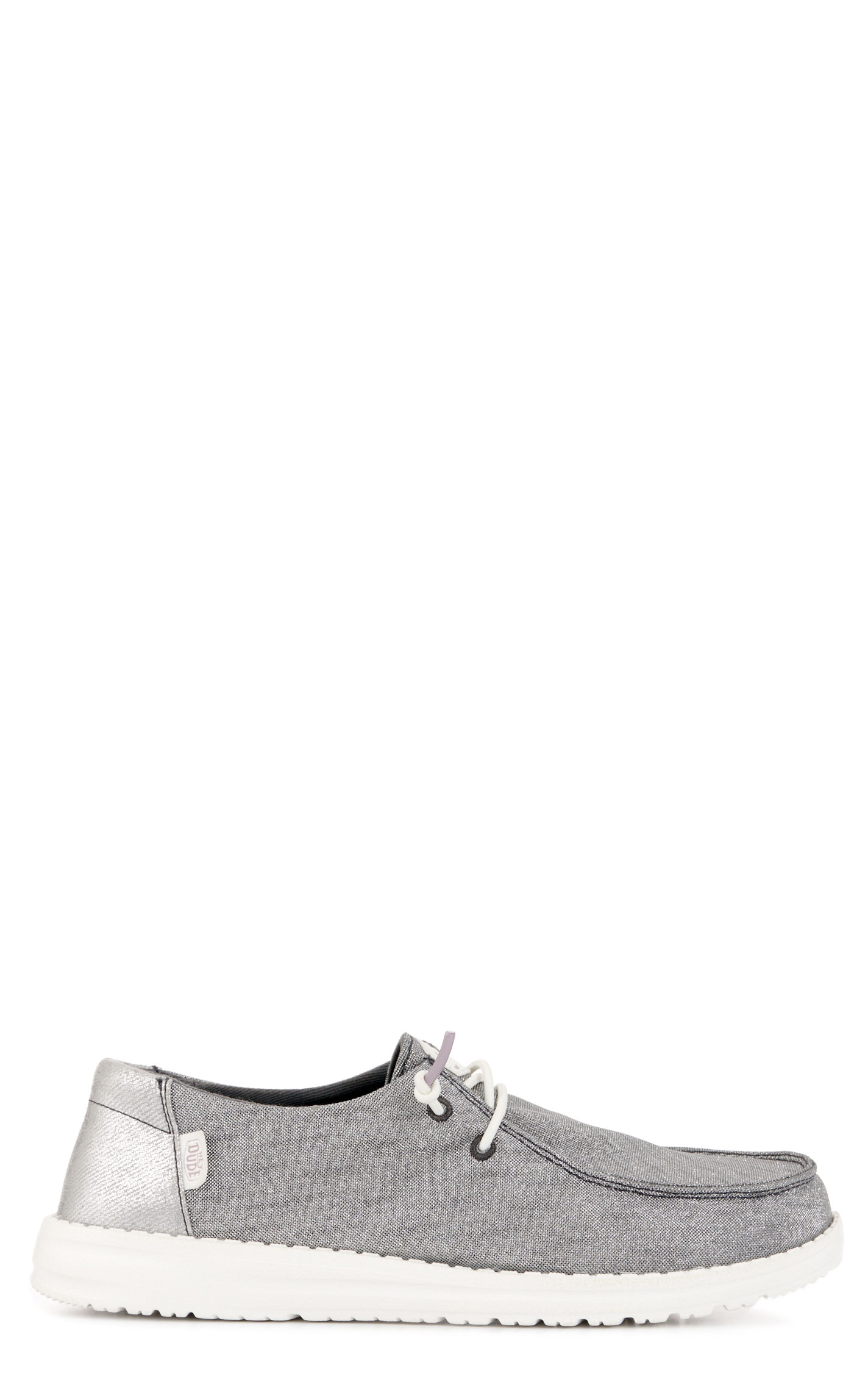 Hey Dude Women's Wendy Metallic Charcoal Moc Toe Lace Up Casual Shoes - Image 1