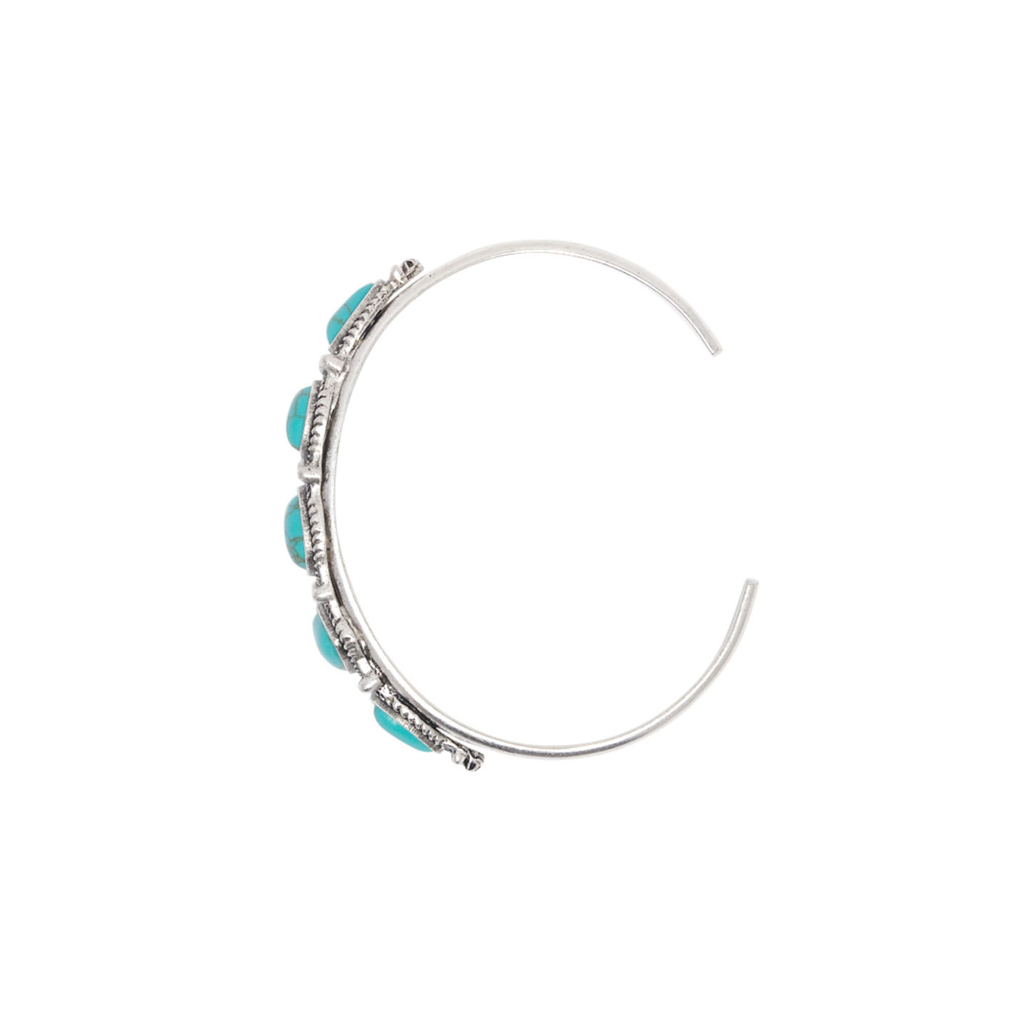 Rockin' C Silver & Turquoise Stone Cuff Bracelet - Image 1