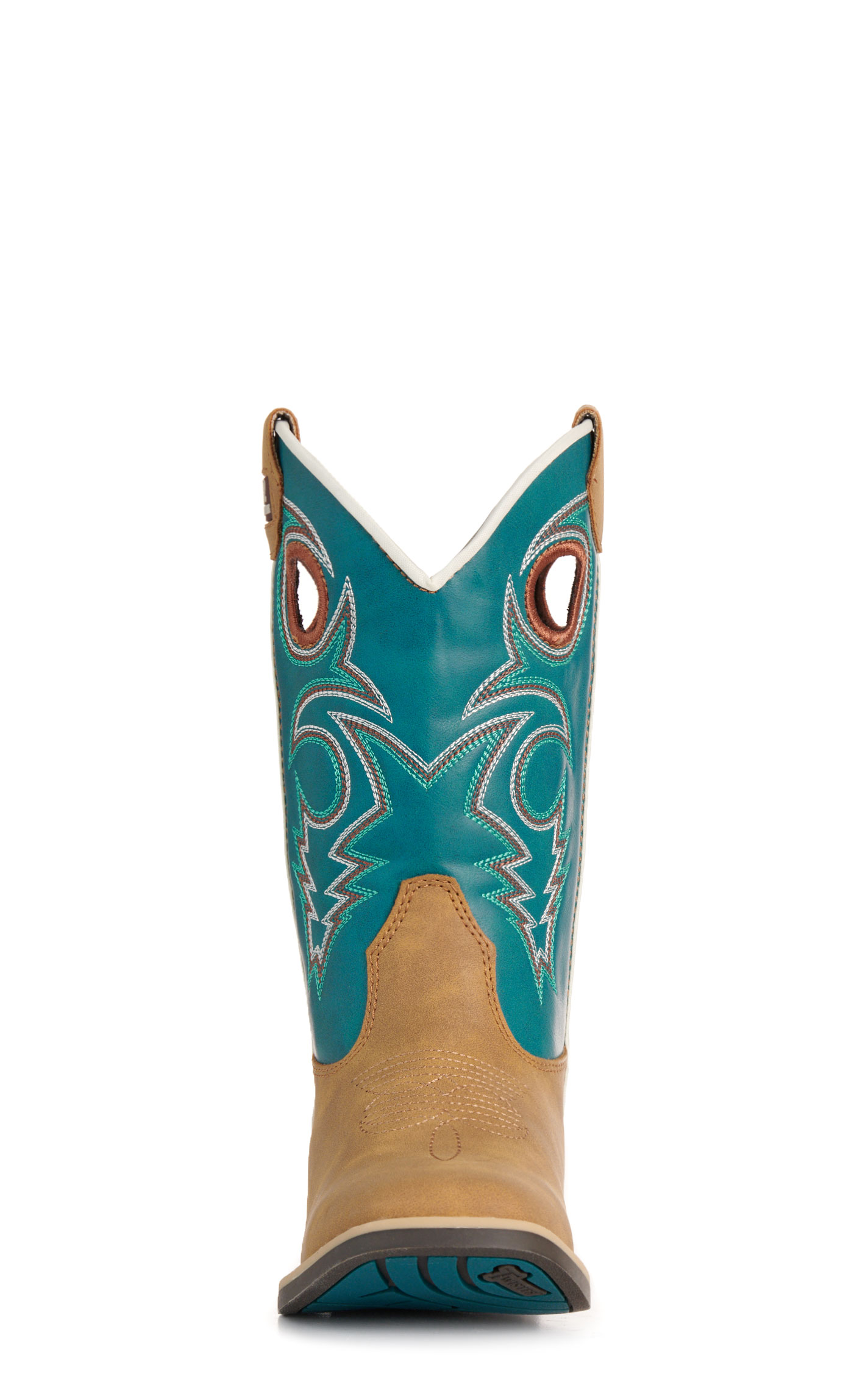 Twister Kid's Jensen Tan & Turquoise Square Toe Boots - Image 1