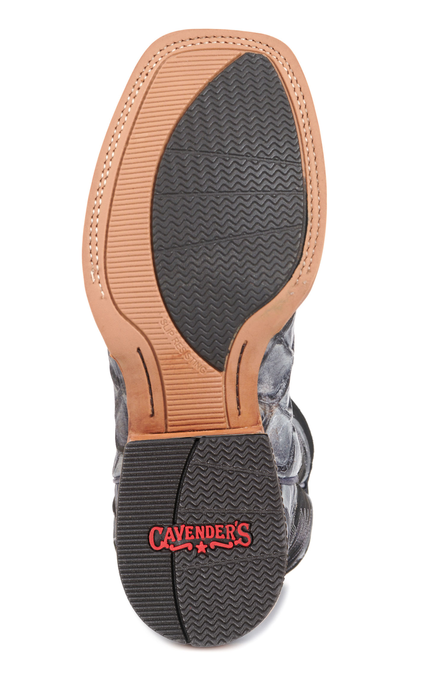 Cavender's Men's Intrepid Black and Gray Pirarucu Print Wide Square Toe Cowboy Boots - Image 1