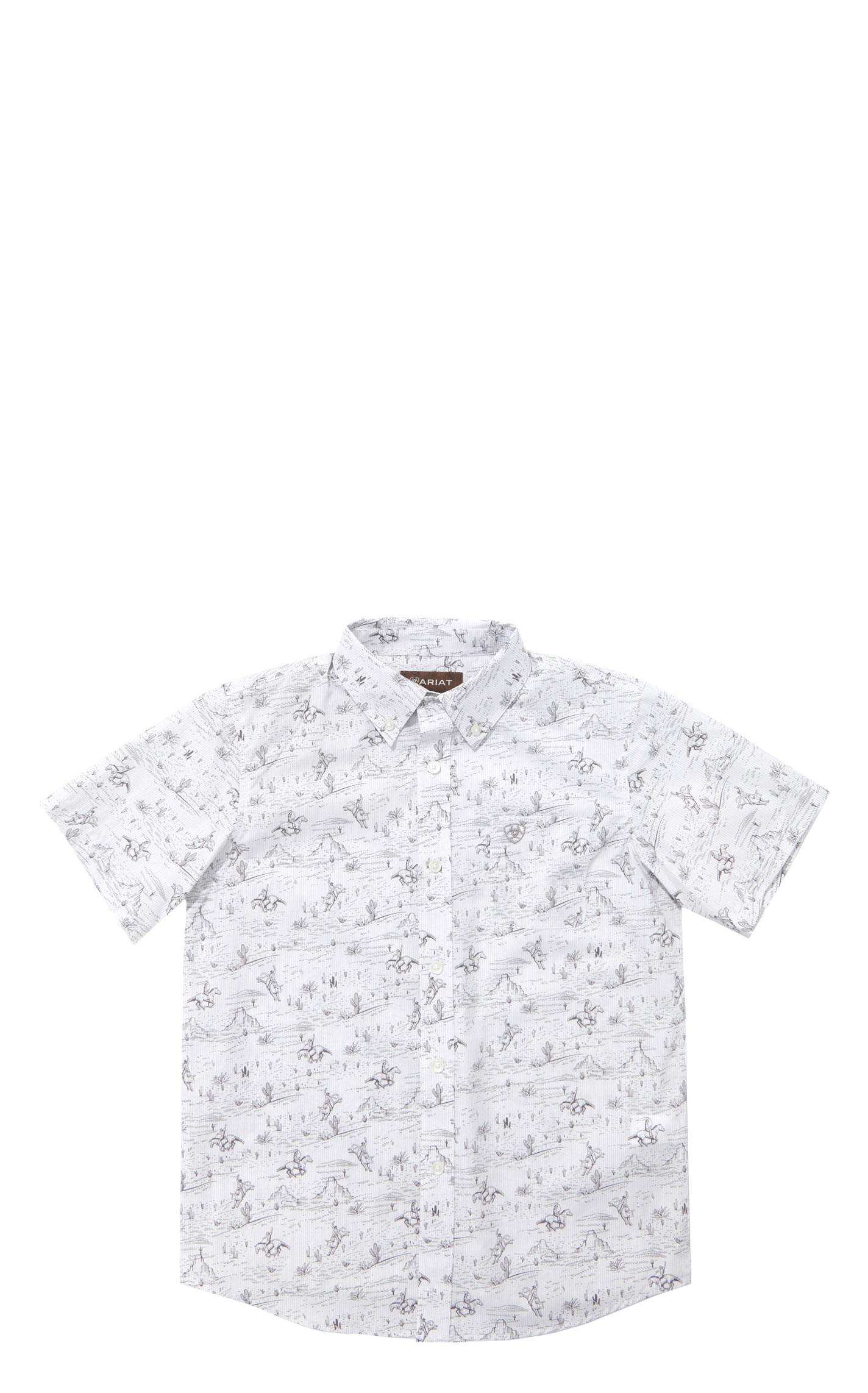 Ariat Boy's Edison White & Light Gray Shirt - Image 1