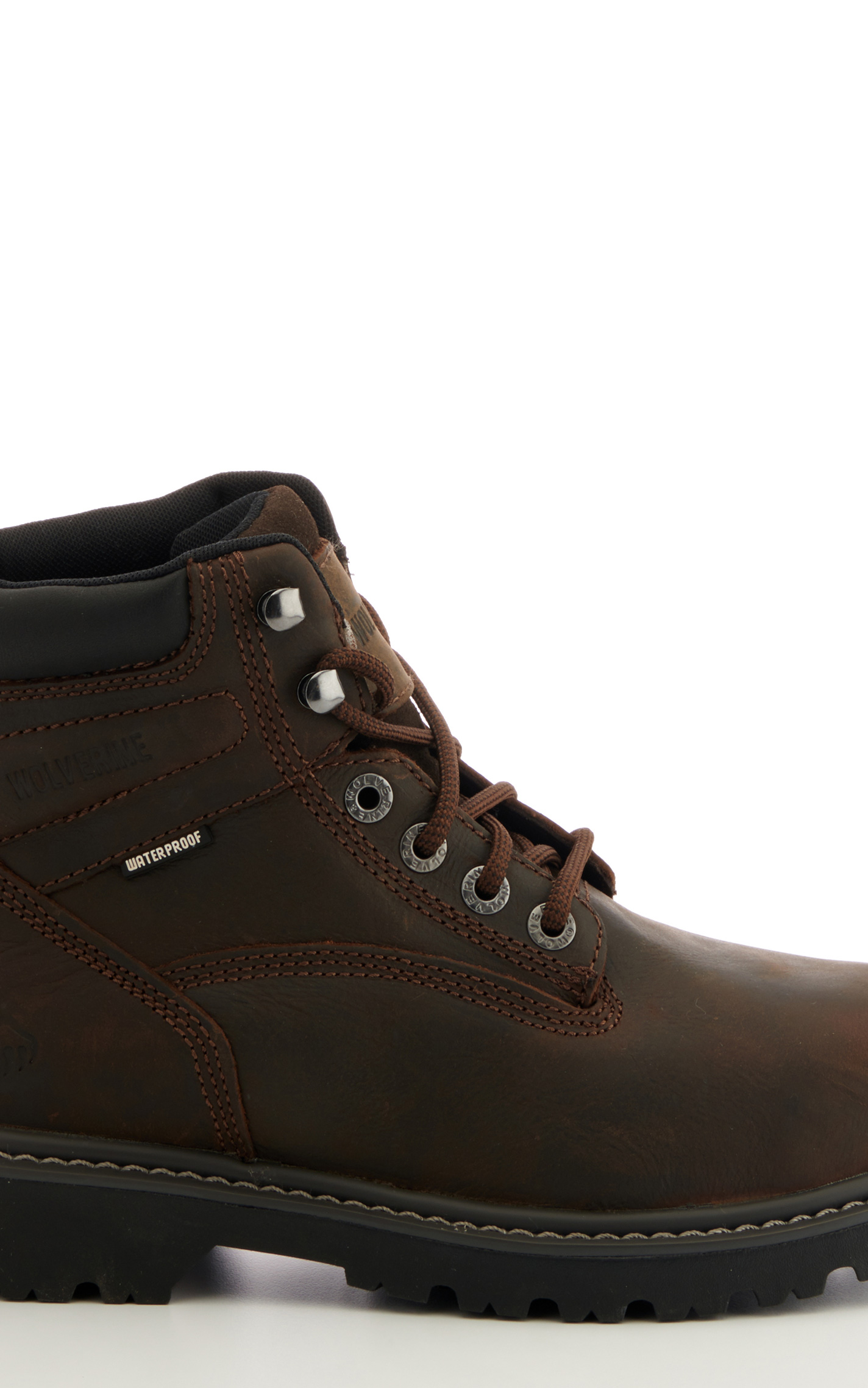 Wolverine Men's Floorhand Brown Waterproof Round Steel Toe Lace Up Work Boot - Image 1