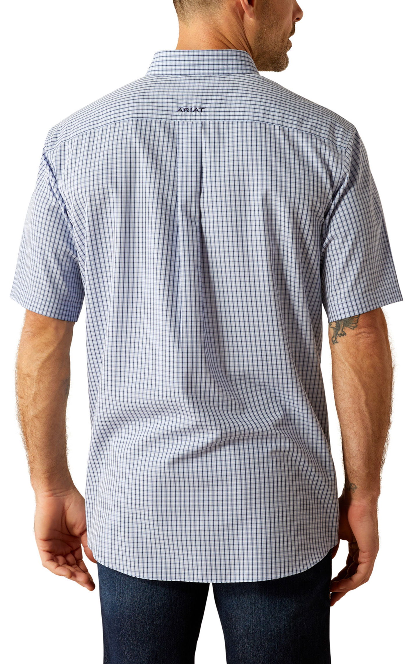 Ariat Men's Ozzy Blue & White Plaid Western Shirt - Image 1