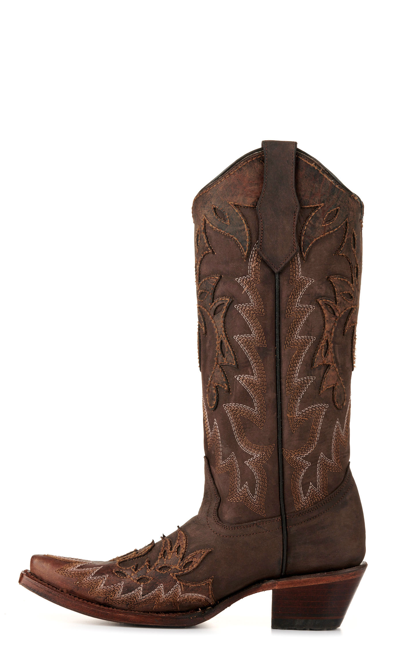 Circle G by Corral Women's Chocolate with Cognac Wingtips Snip Toe Cowboy Boots - Image 1