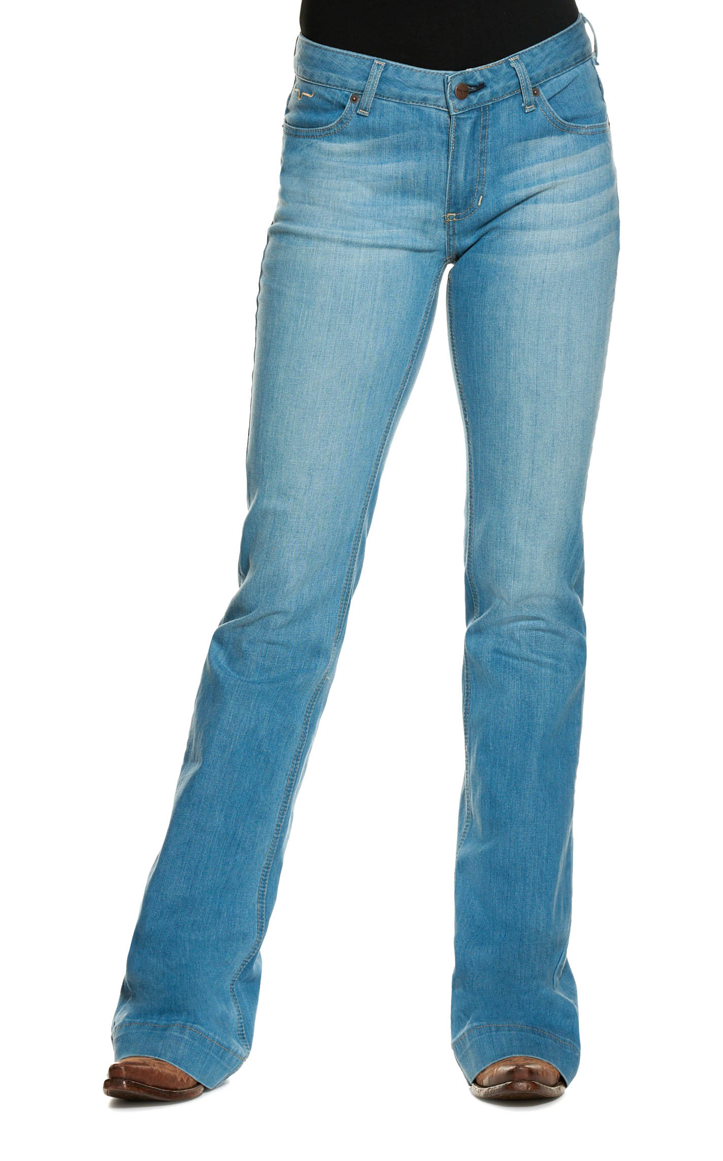 Kimes Ranch Women's Lola Soho Medium Wash Trouser Cut Flare Jeans - Image 1