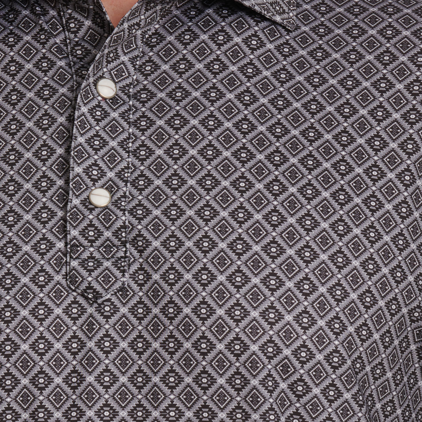 Rafter C Men's Charcoal Aztec Geo Polo Shirt - Image 1