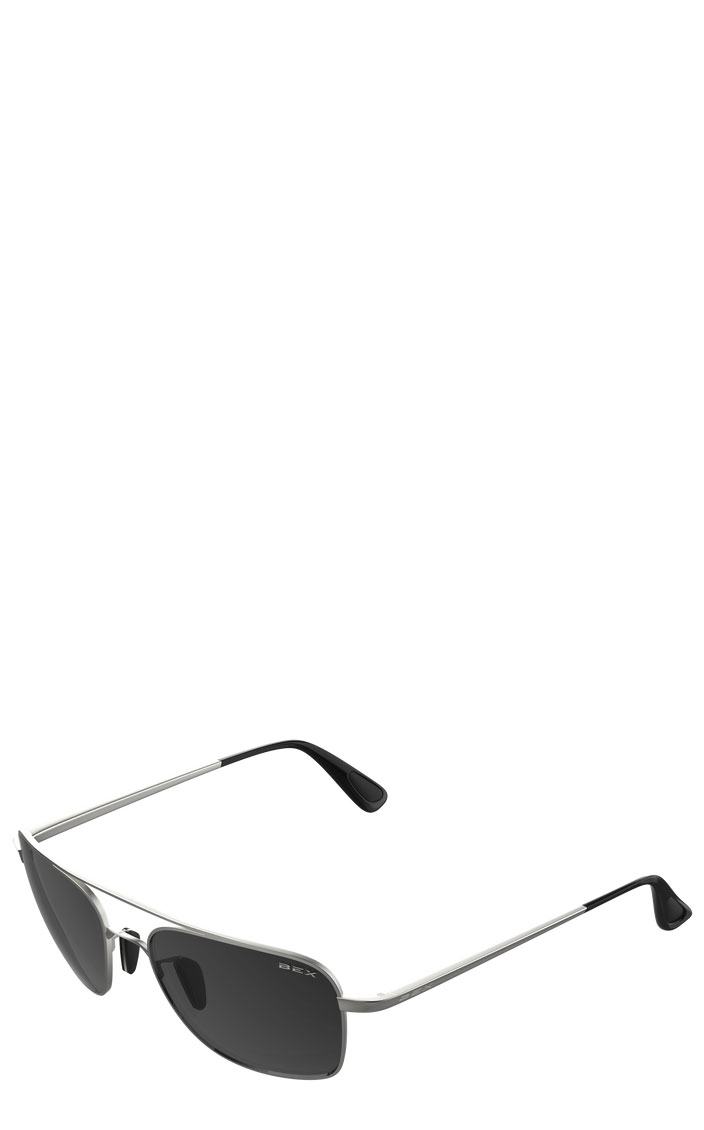 BEX Mach Matte Silver Gray Aviator Sunglasses - Image 1