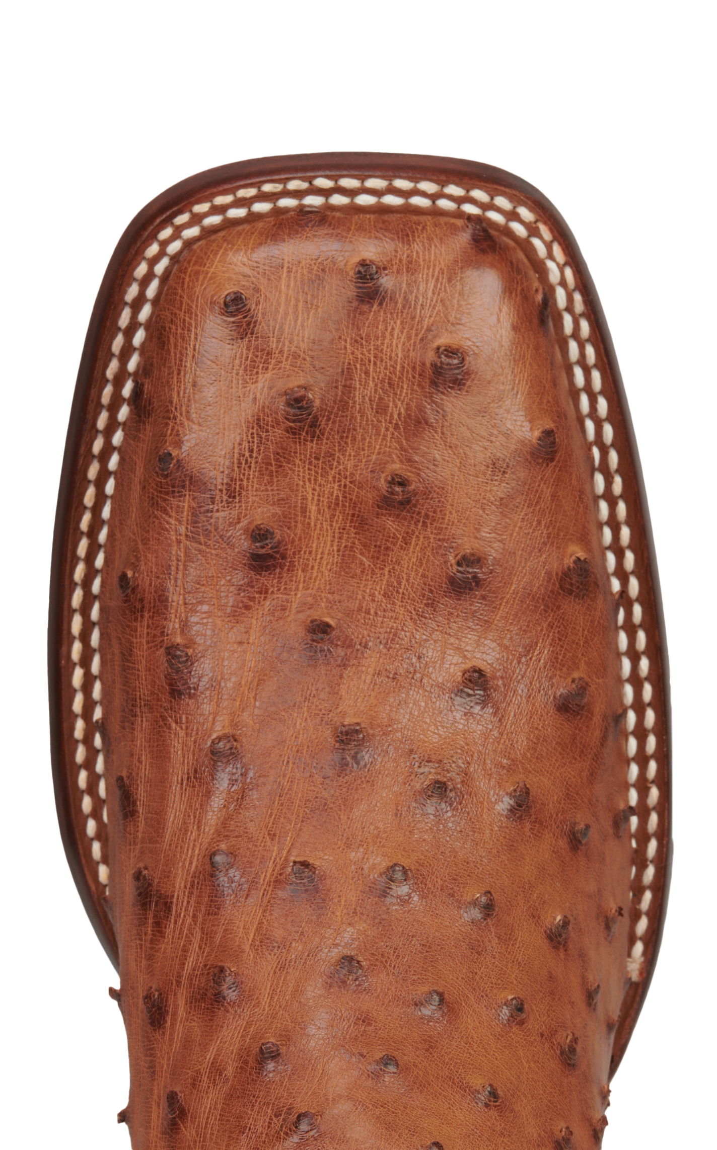 Cavender's Men's Orange and Cognac Full Quill Ostrich Rafter C Wide Square Toe Exotic Cowboy Boots - Image 1